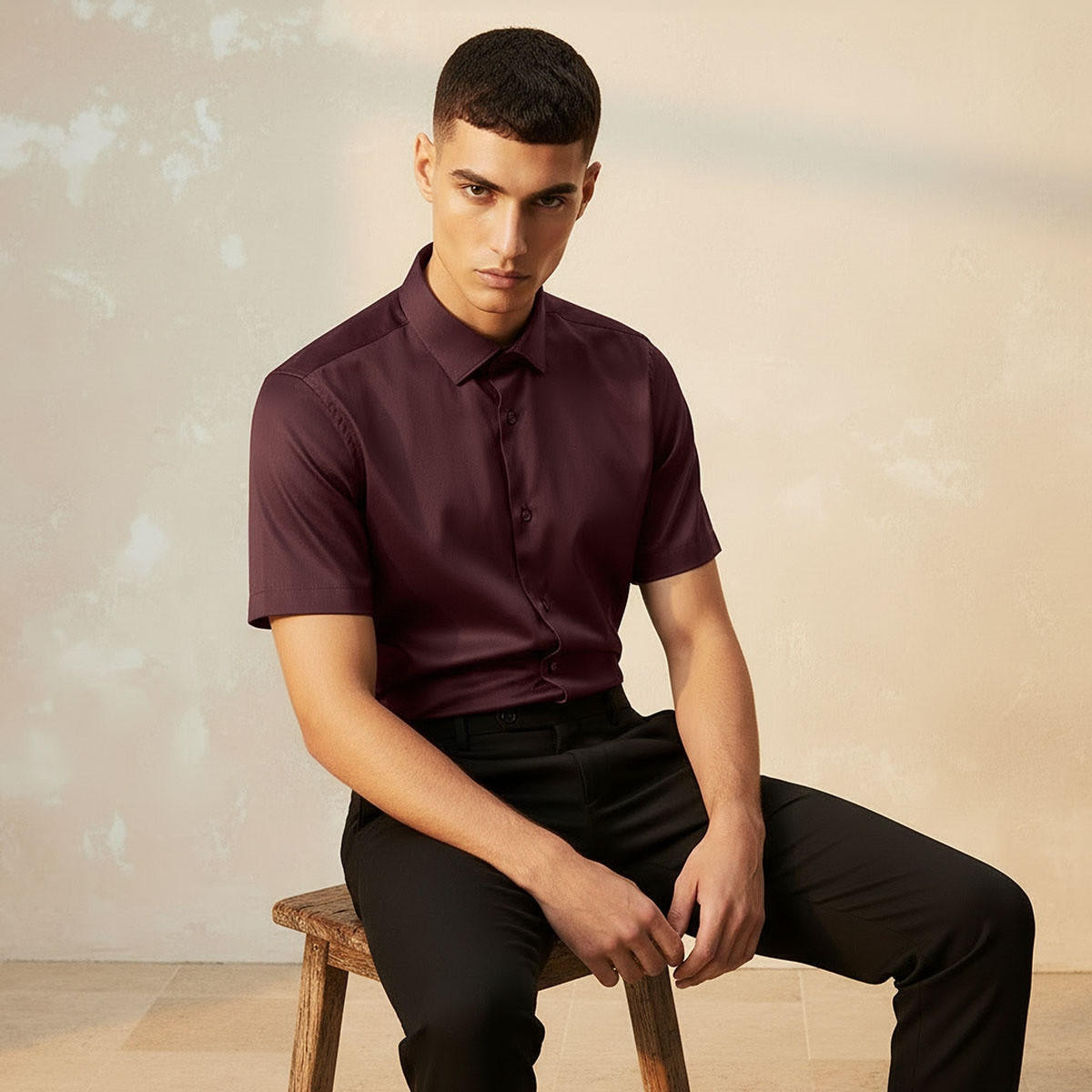 قميص بقصة سليم وياقة عادية وأكمام قصيرة-men-clothing-shirts-image-7