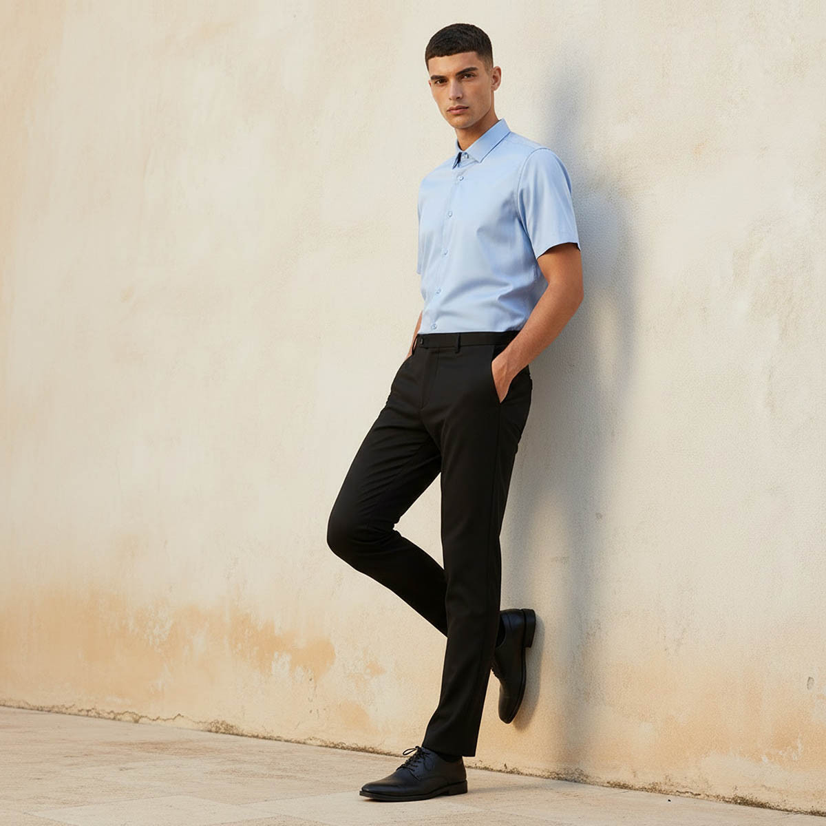قميص بقصة سليم وياقة عادية وأكمام قصيرة-men-clothing-shirts-image-3
