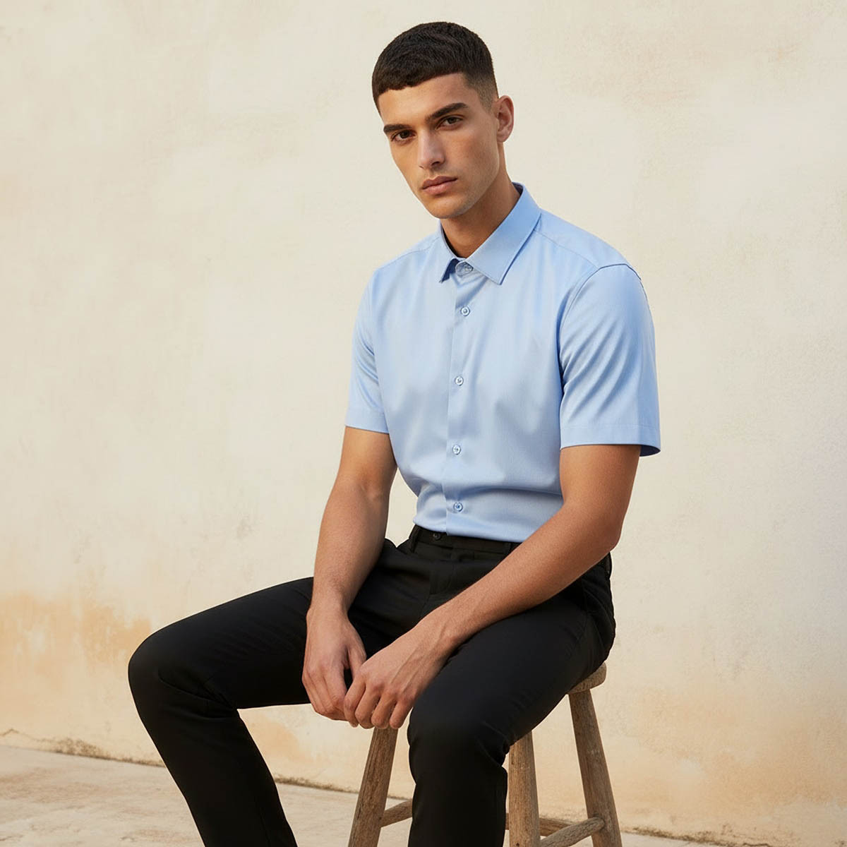 Slim Fit Collared Short Sleeves Shirt-men-clothing-shirts-image-7