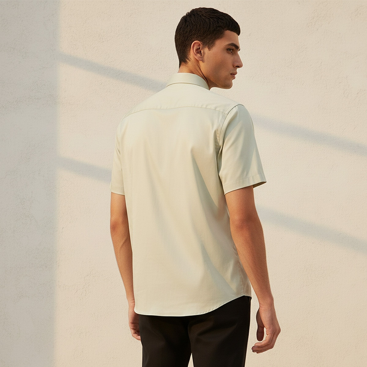 Slim Fit Collared Short Sleeves Shirt-men-clothing-shirts-image-4