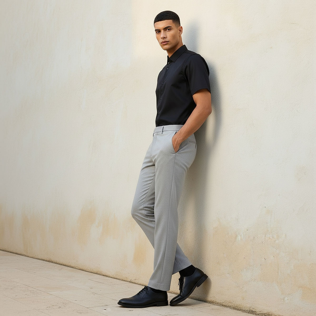 قميص بقصة سليم وياقة عادية وأكمام قصيرة-men-clothing-shirts-image-3