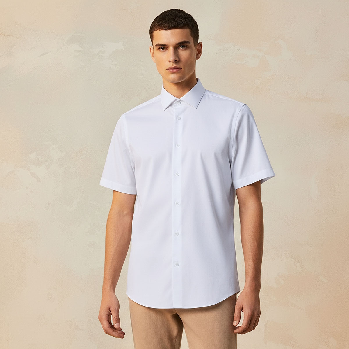 Slim Fit Collared Short Sleeves Shirt-men-clothing-shirts-image-1