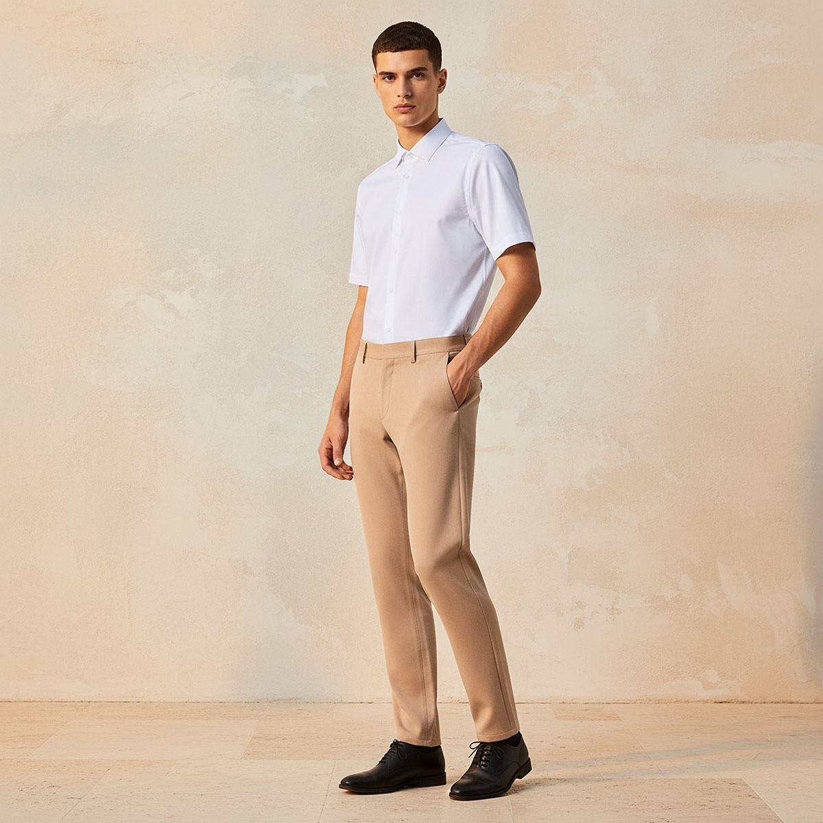 Slim Fit Collared Short Sleeves Shirt-men-clothing-shirts-image-3