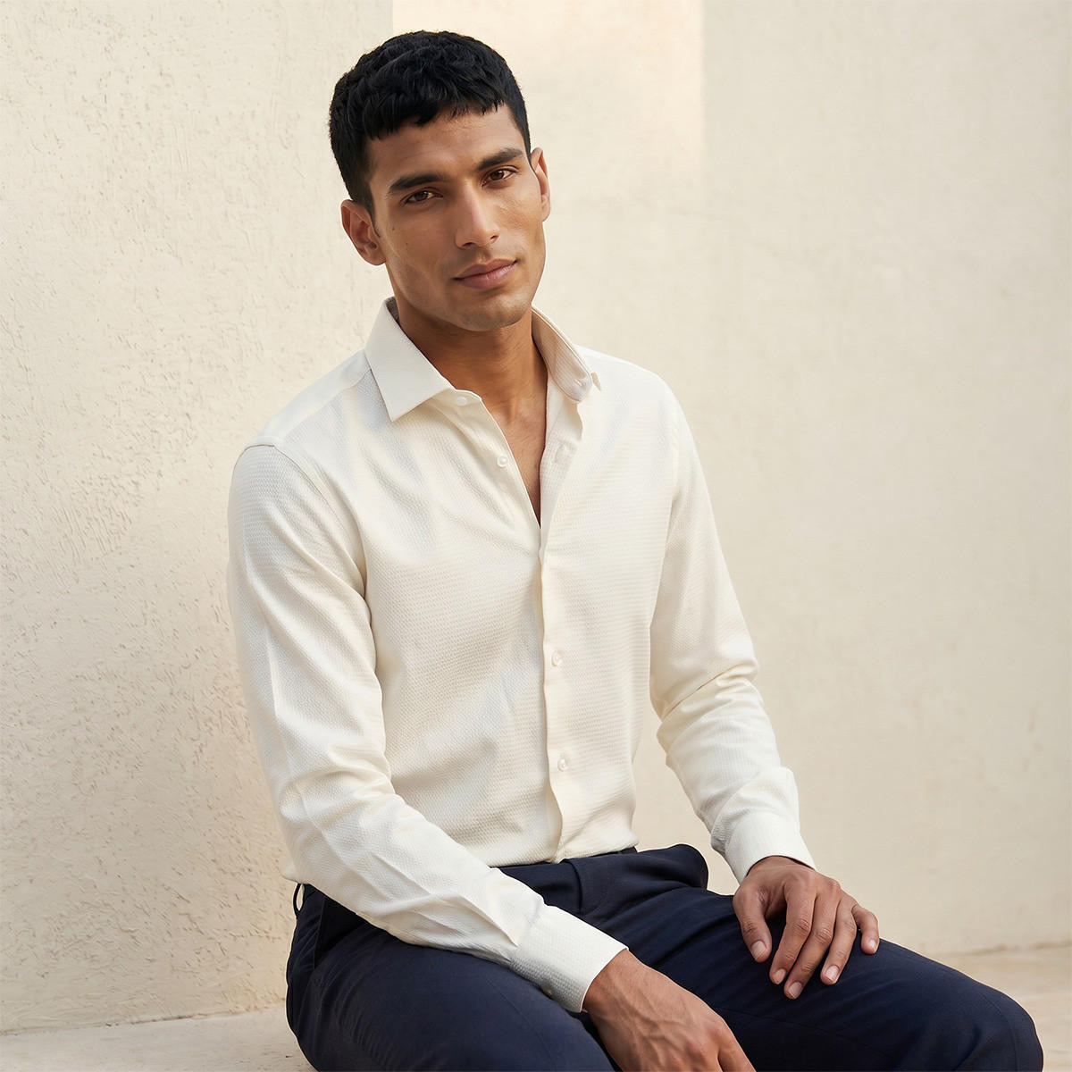 قميص بياقة عادية وأكمام طويلة وقصة سليم-men-clothing-shirts-image-6