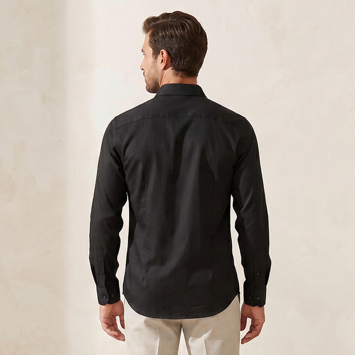 قميص بياقة عادية وأكمام طويلة وقصة سليم-men-clothing-shirts-image-4