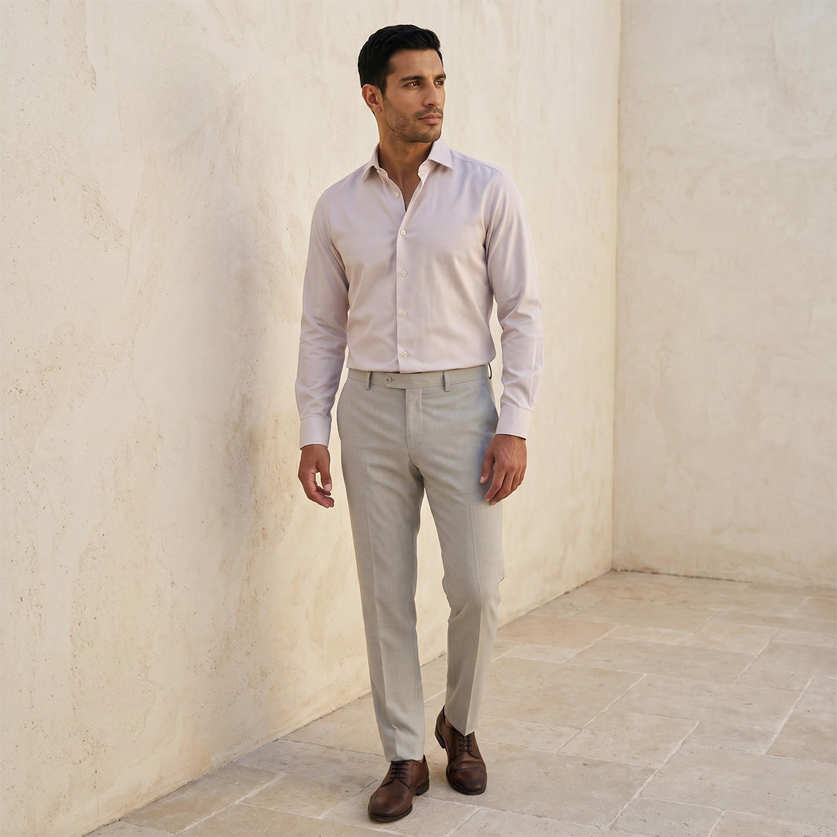قميص دوبي بارز الملمس بقصة عادية وياقة عادية وأكمام طويلة-men-clothing-shirts-image-4