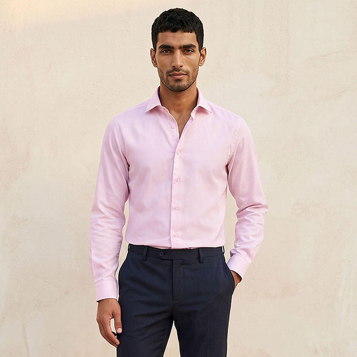 Regular Fit Collared Dobby Textured Long Sleeves Shirt-men-clothing-shirts-image-1