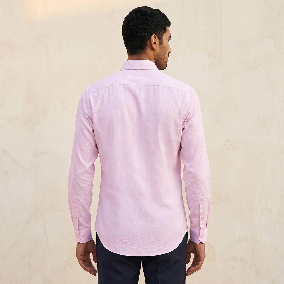 Regular Fit Collared Dobby Textured Long Sleeves Shirt-men-clothing-shirts-image-3
