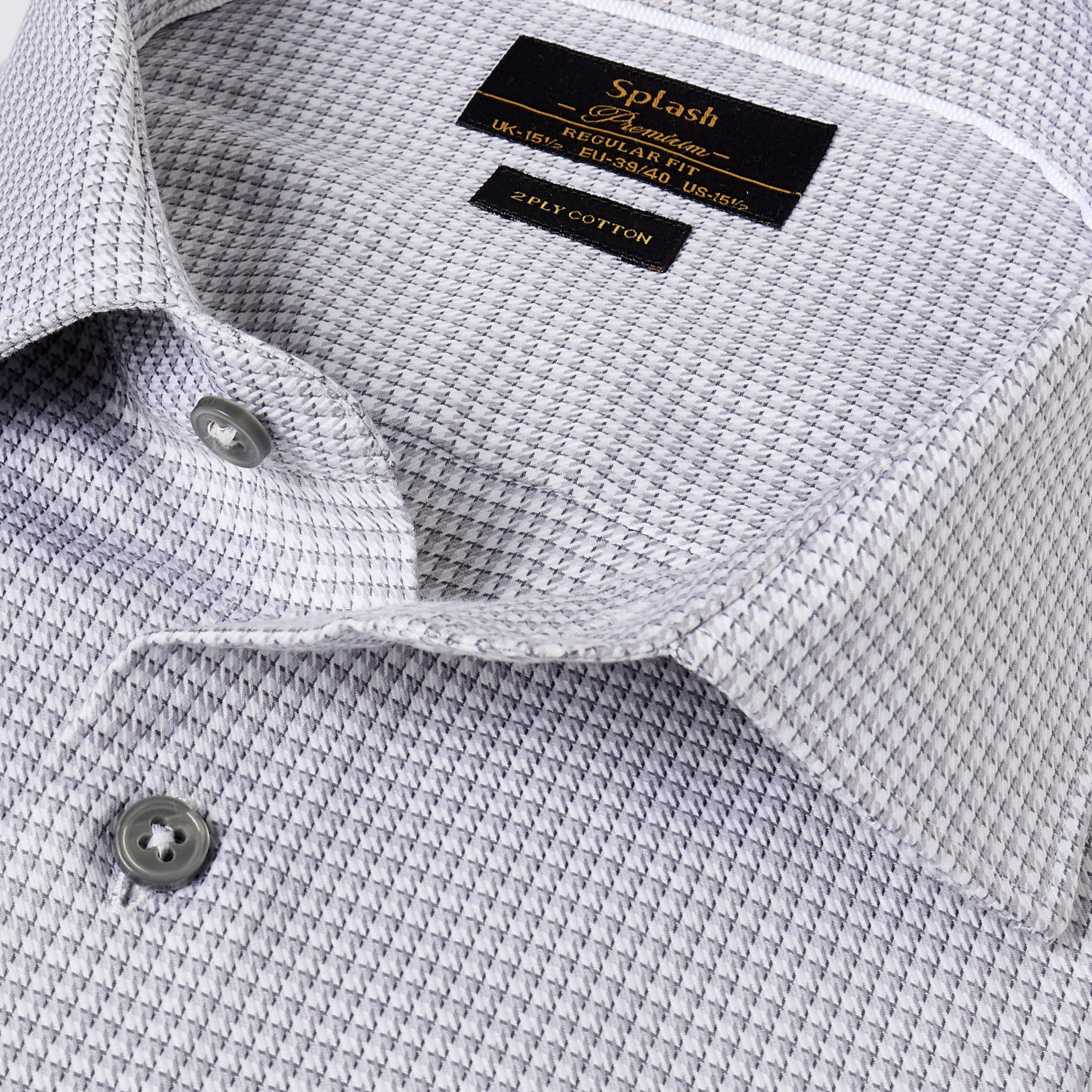 قميص دوبي بارز الملمس بقصة عادية وياقة عادية وأكمام طويلة-men-clothing-shirts-image-2