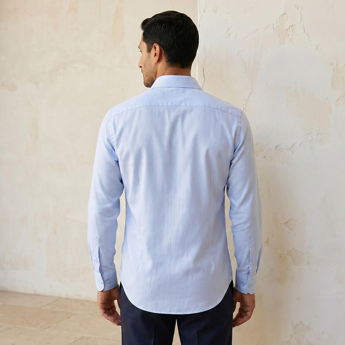 Regular Fit Collared Dobby Textured Long Sleeves Shirt-men-clothing-shirts-image-6