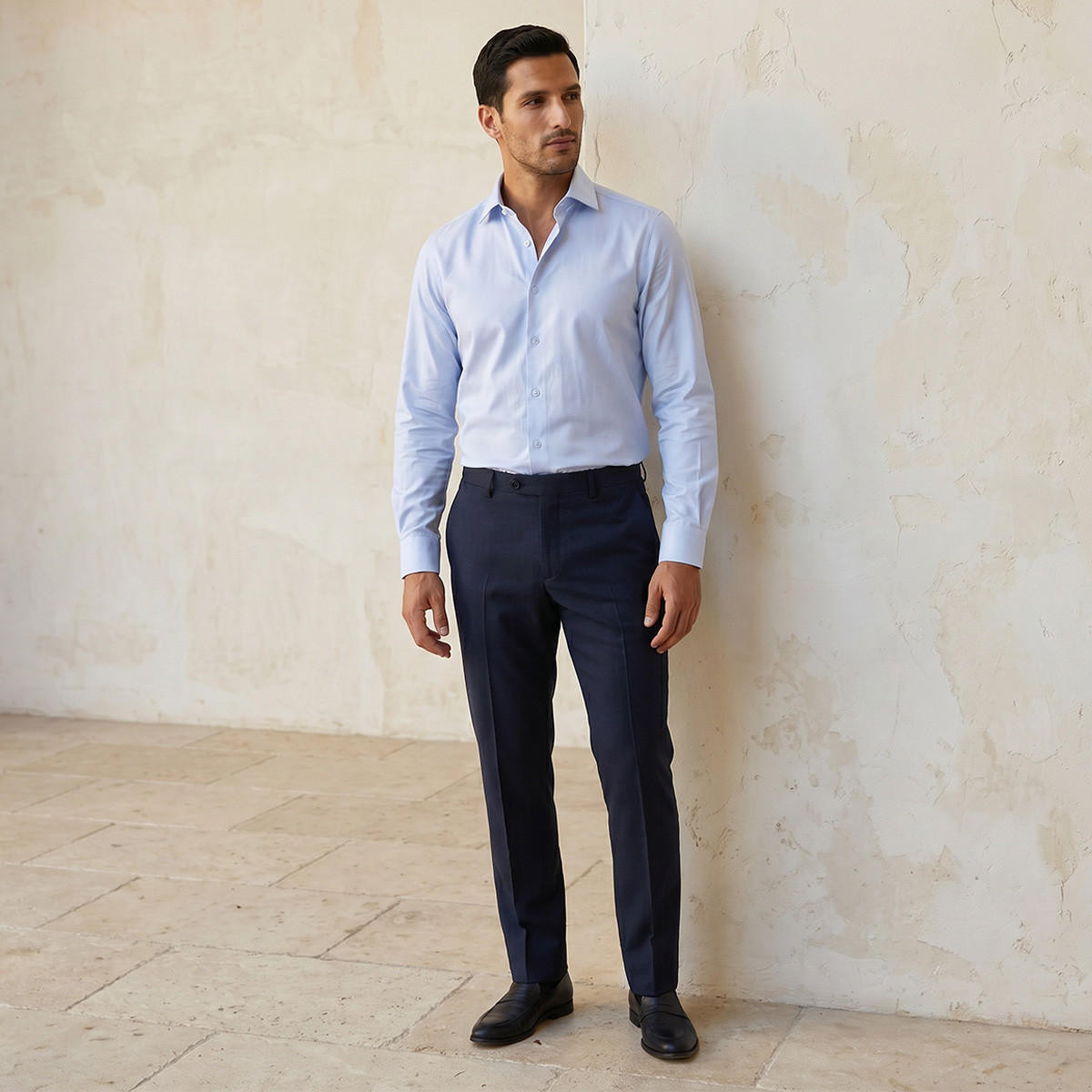 Regular Fit Collared Dobby Textured Long Sleeves Shirt-men-clothing-shirts-image-1