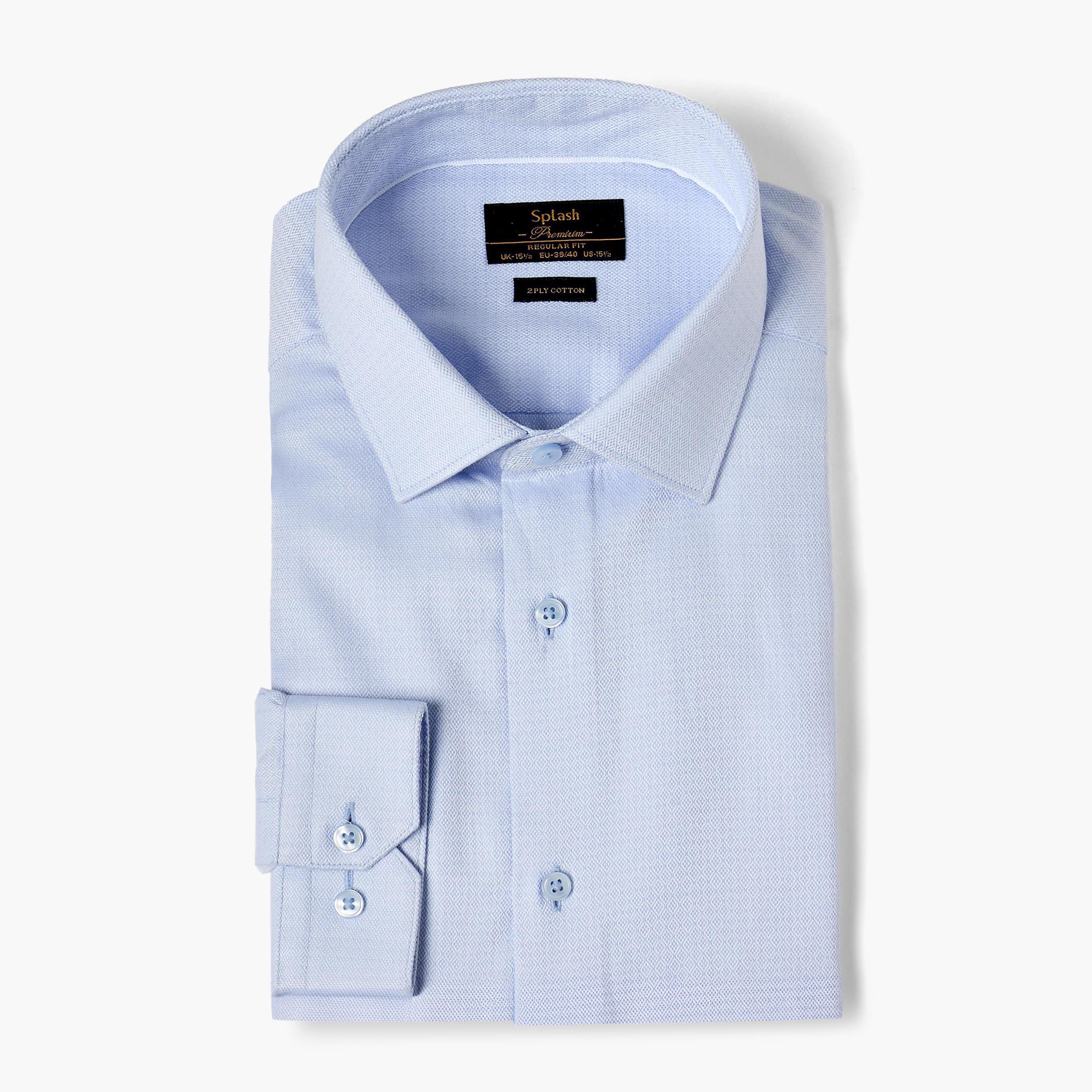 Regular Fit Collared Dobby Textured Long Sleeves Shirt-men-clothing-shirts-image-2