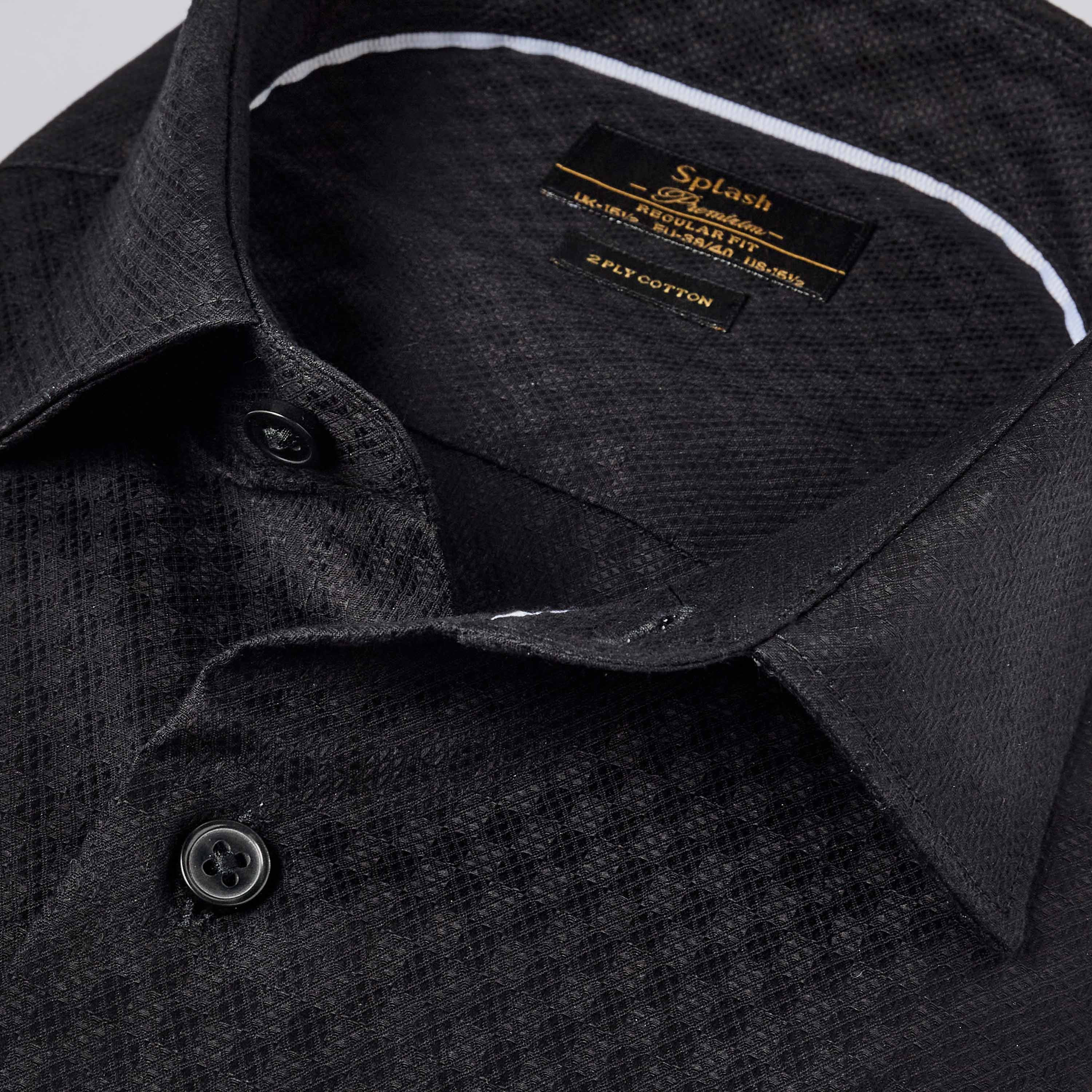 قميص دوبي بارز الملمس بقصة عادية وياقة عادية وأكمام طويلة-men-clothing-shirts-image-2