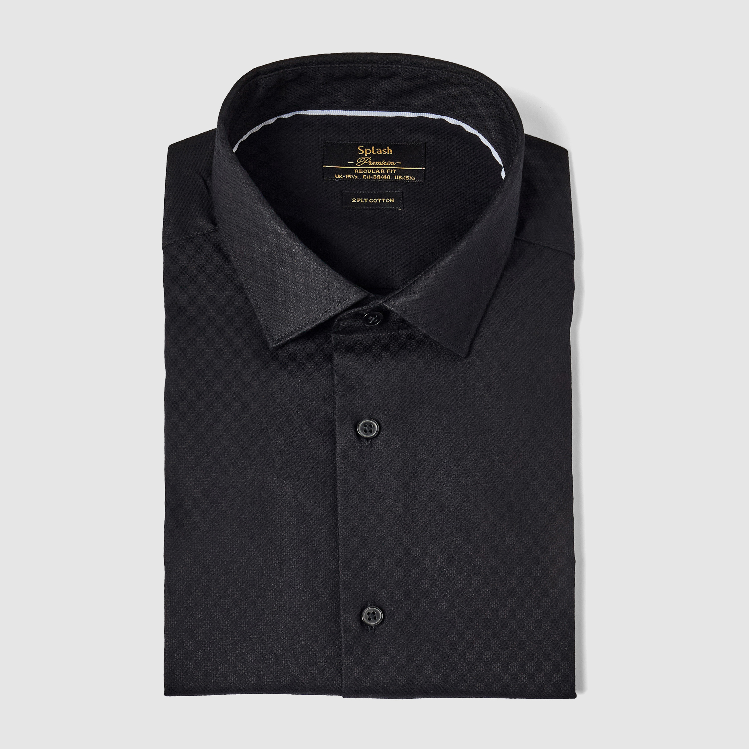 قميص دوبي بارز الملمس بقصة عادية وياقة عادية وأكمام طويلة-men-clothing-shirts-image-5