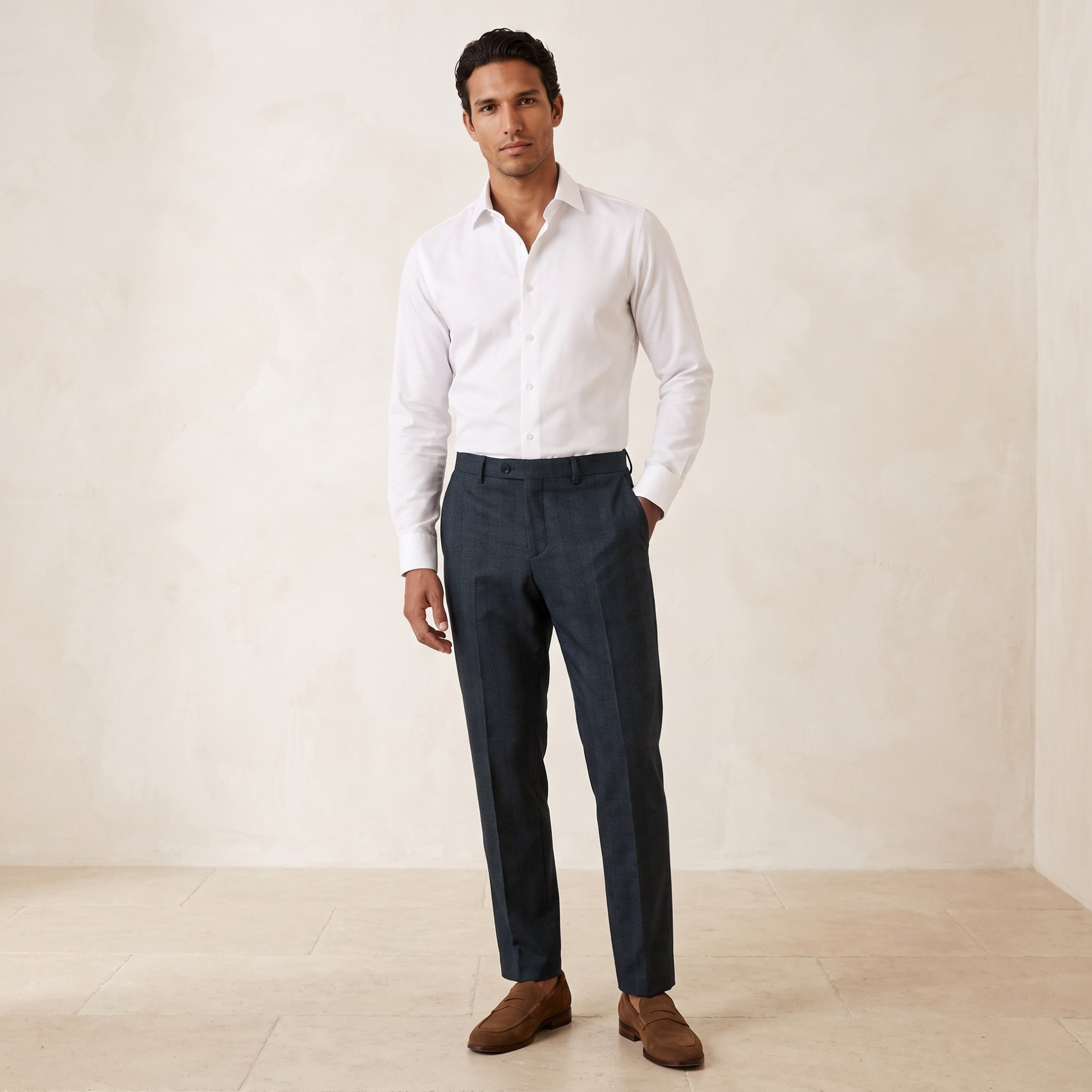 Checked Slim Fit Formal Trousers-men-clothing-coordsets-image-3