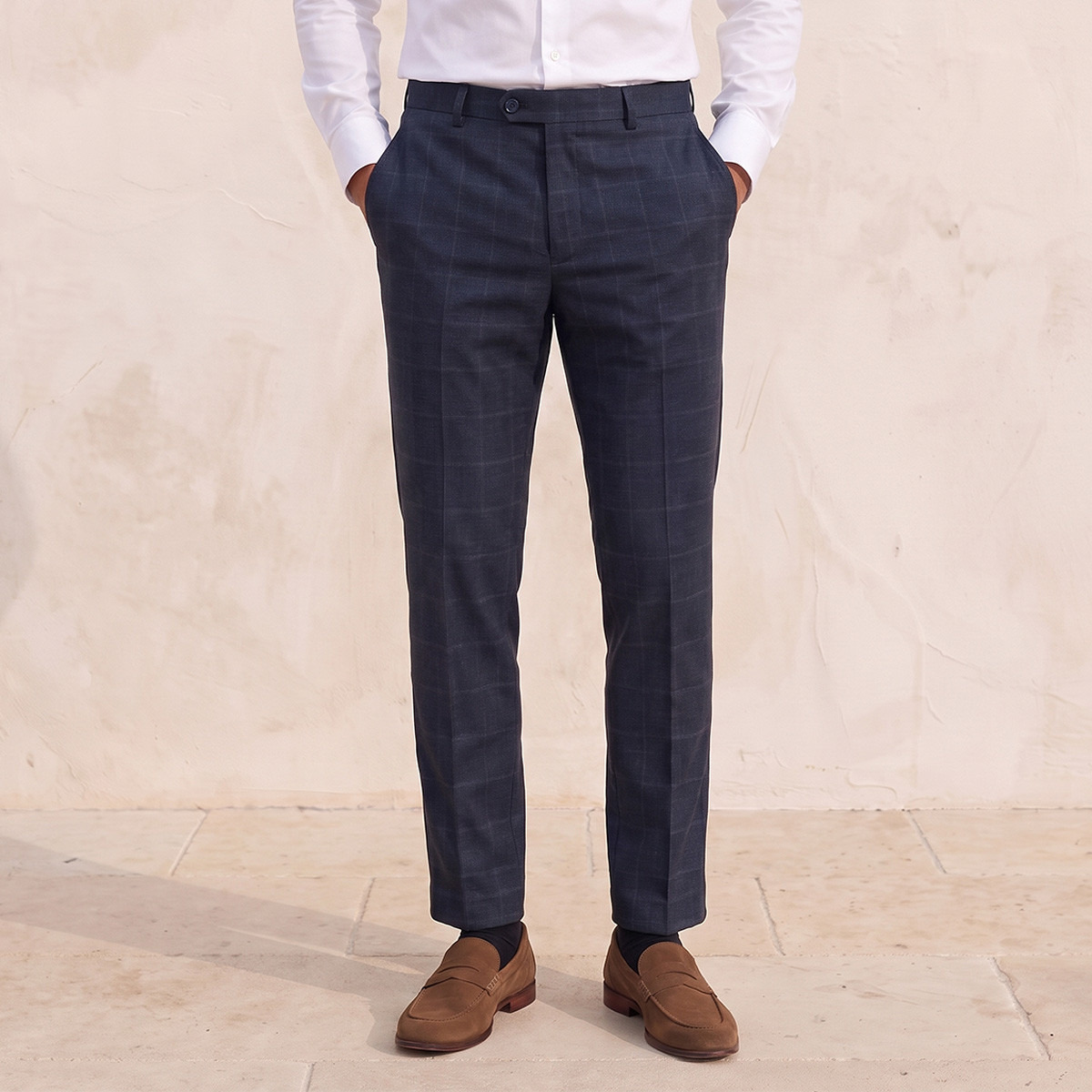 Checked Slim Fit Formal Trousers-men-clothing-bottoms-trousersandchinos-trousers-image-1