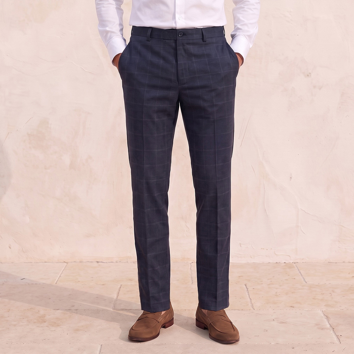 Checked Slim Fit Formal Trousers-men-clothing-bottoms-trousersandchinos-trousers-image-1