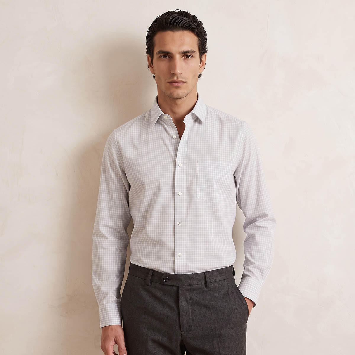قميص كاروهات بقصّة عادية وأكمام طويلة-men-clothing-shirts-image-1