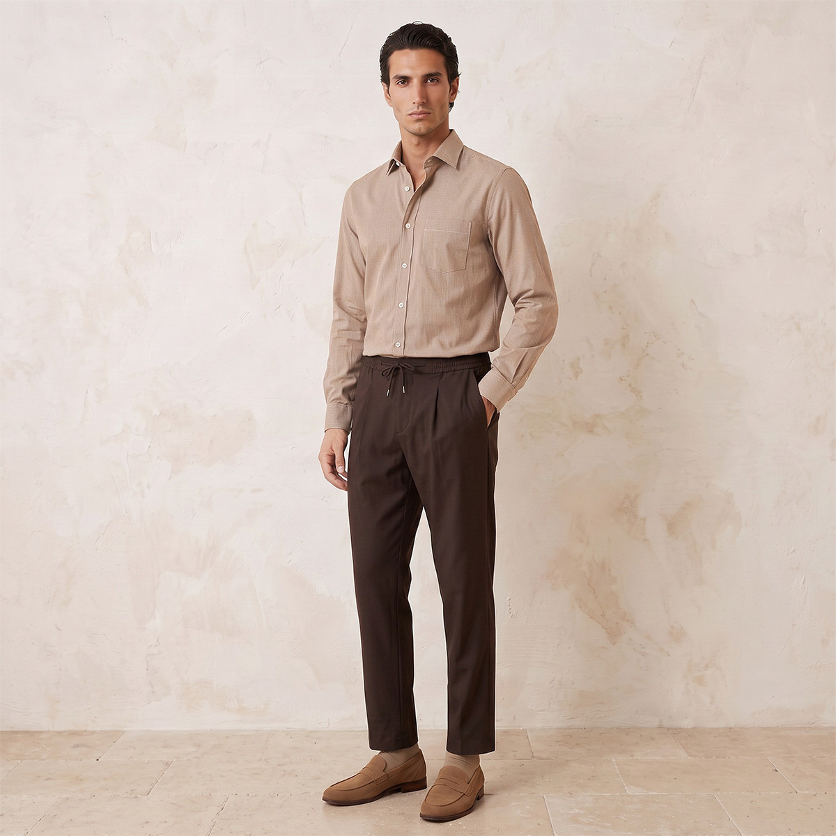 قميص بارز الملمس بأكمام طويلة وقصة عادية-men-clothing-shirts-image-2