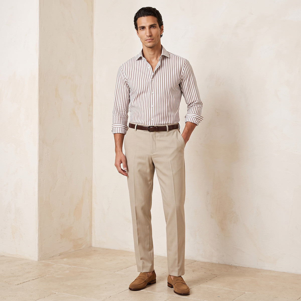 Regular Fit Formal Trousers with Belt-men-clothing-bottoms-trousersandchinos-trousers-image-2