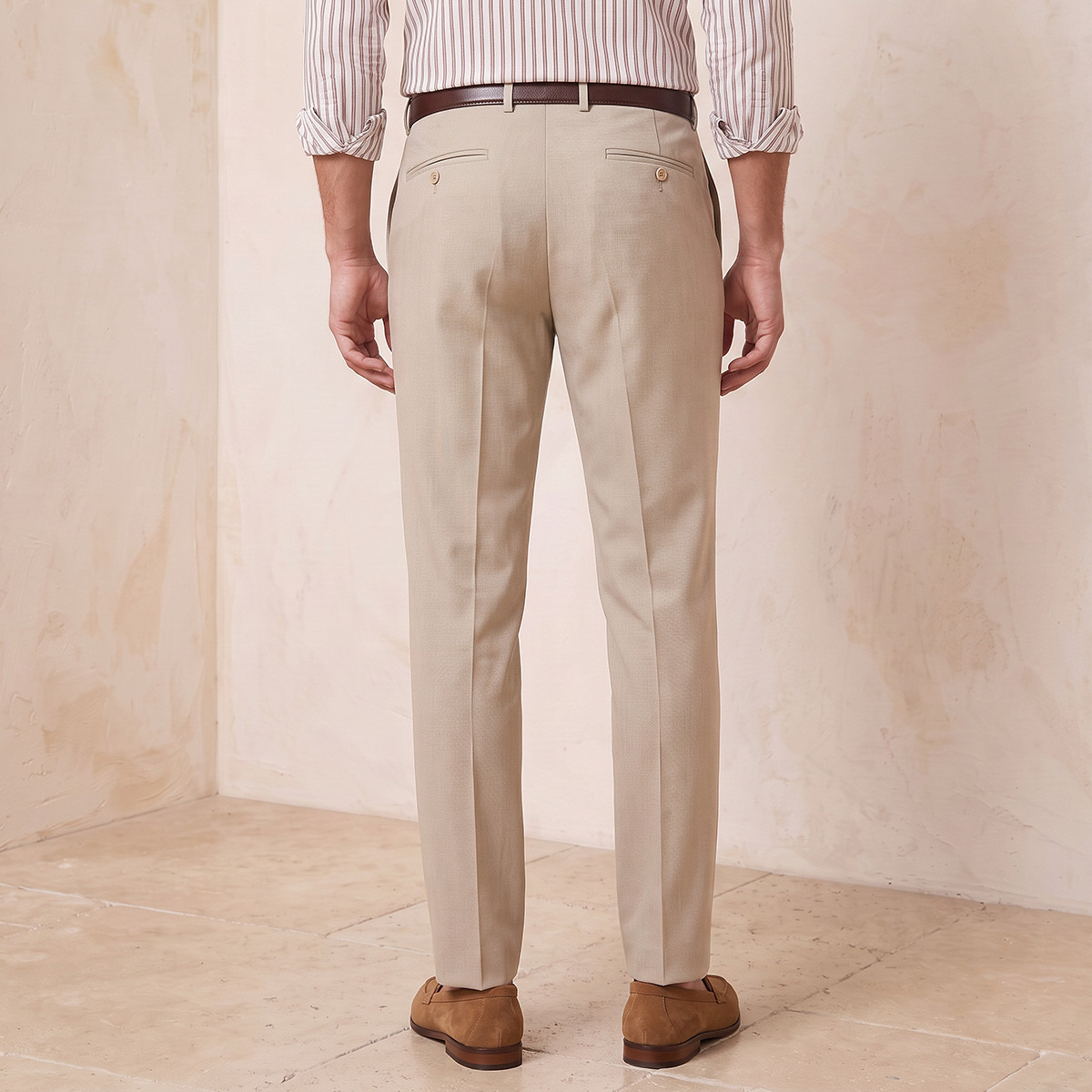 Regular Fit Formal Trousers with Belt-men-clothing-bottoms-trousersandchinos-trousers-image-3