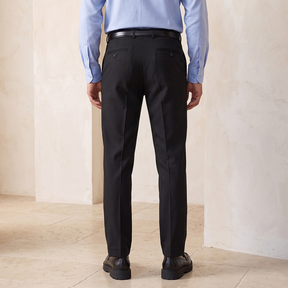 Regular Fit Formal Trousers with Belt-men-clothing-bottoms-trousersandchinos-trousers-image-3