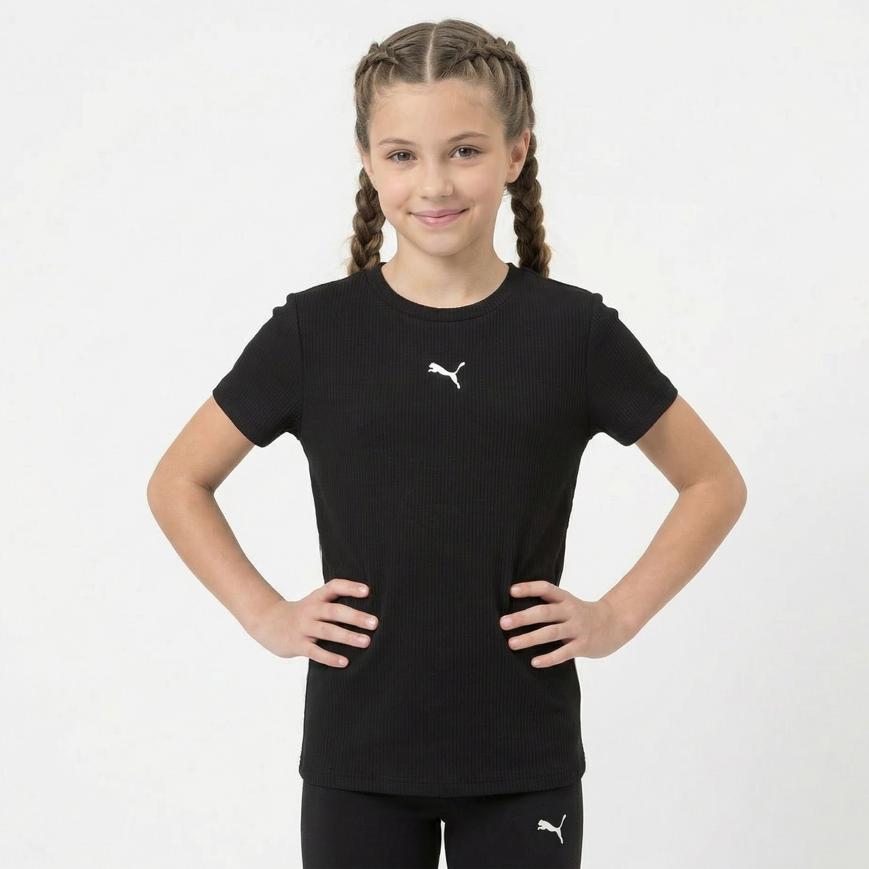PUMA Crew Neck Short Sleeves T-shirt with Logo Embroidery-girls-clothing-tshirts-image-1