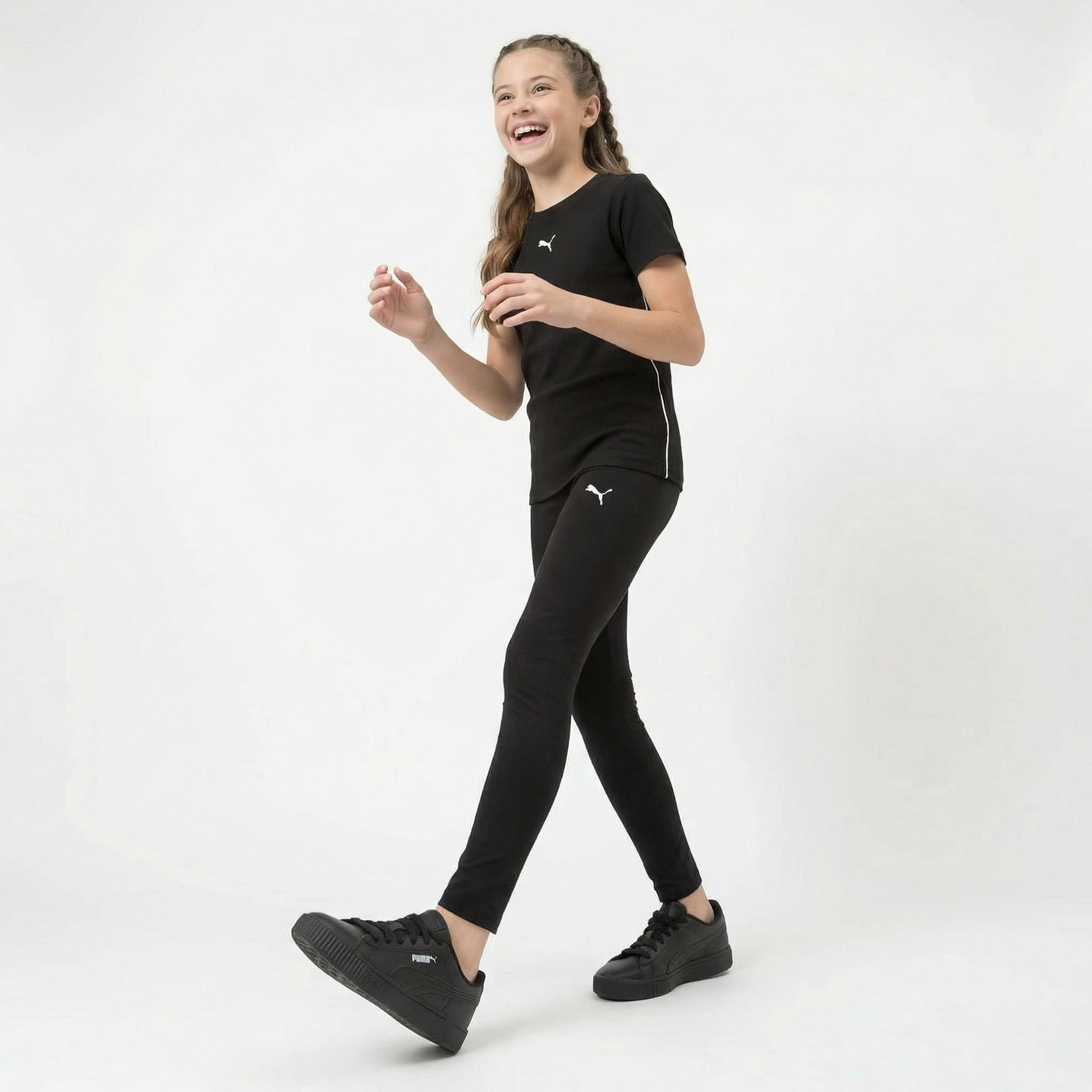 PUMA Crew Neck Short Sleeves T-shirt with Logo Embroidery-girls-clothing-tshirts-image-2