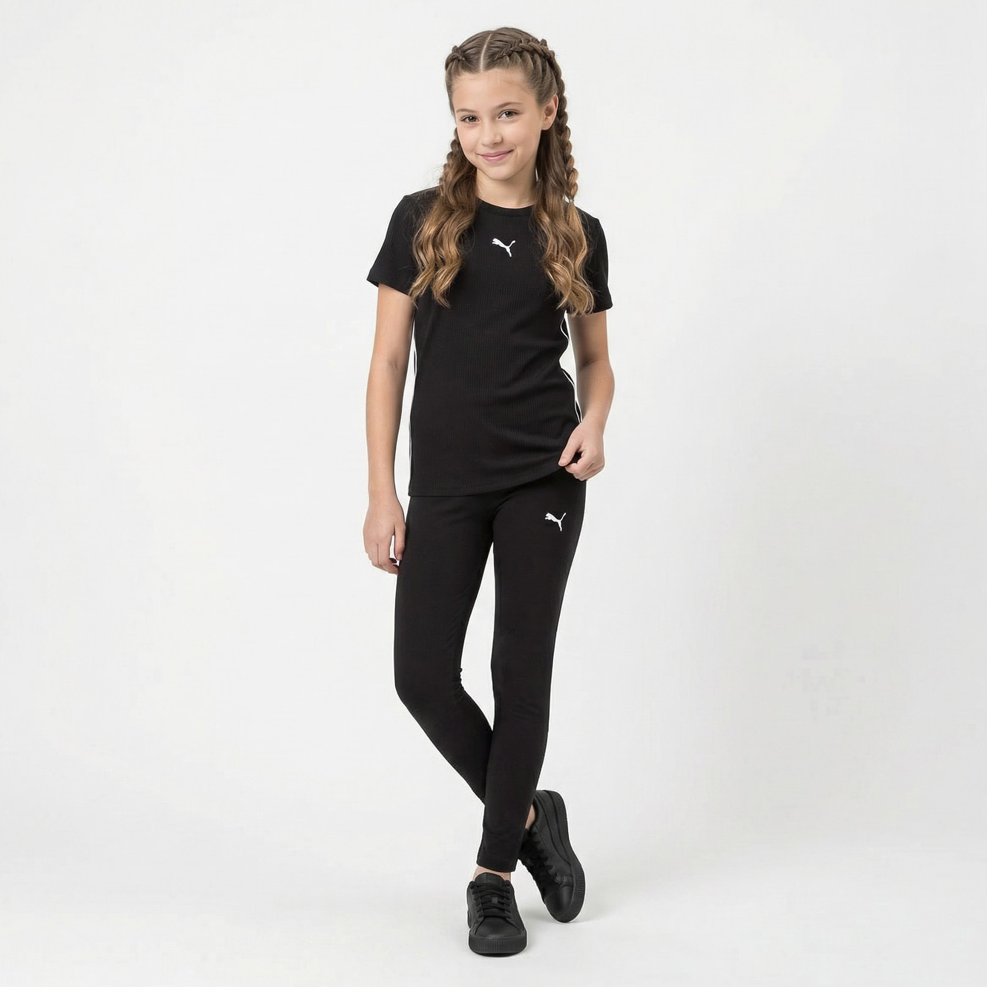 PUMA Crew Neck Short Sleeves T-shirt with Logo Embroidery-girls-clothing-tshirts-image-5
