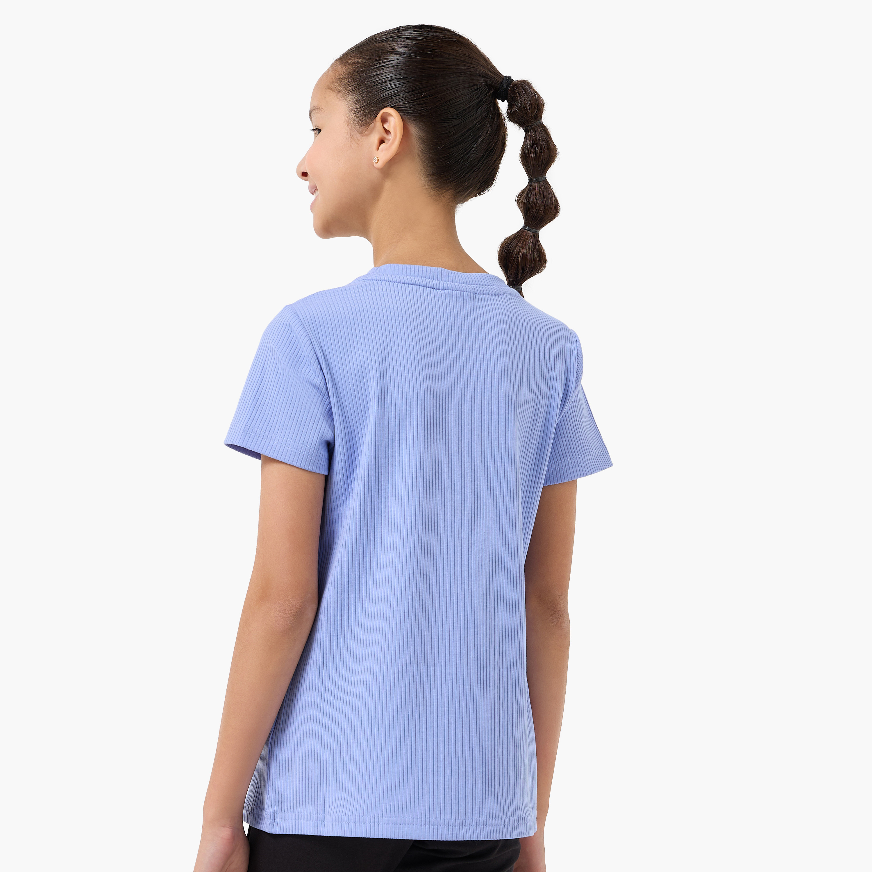 Puma Crew Neck Short Sleeves T-shirt with Ribbed Design-girls-clothing-tshirts-image-3