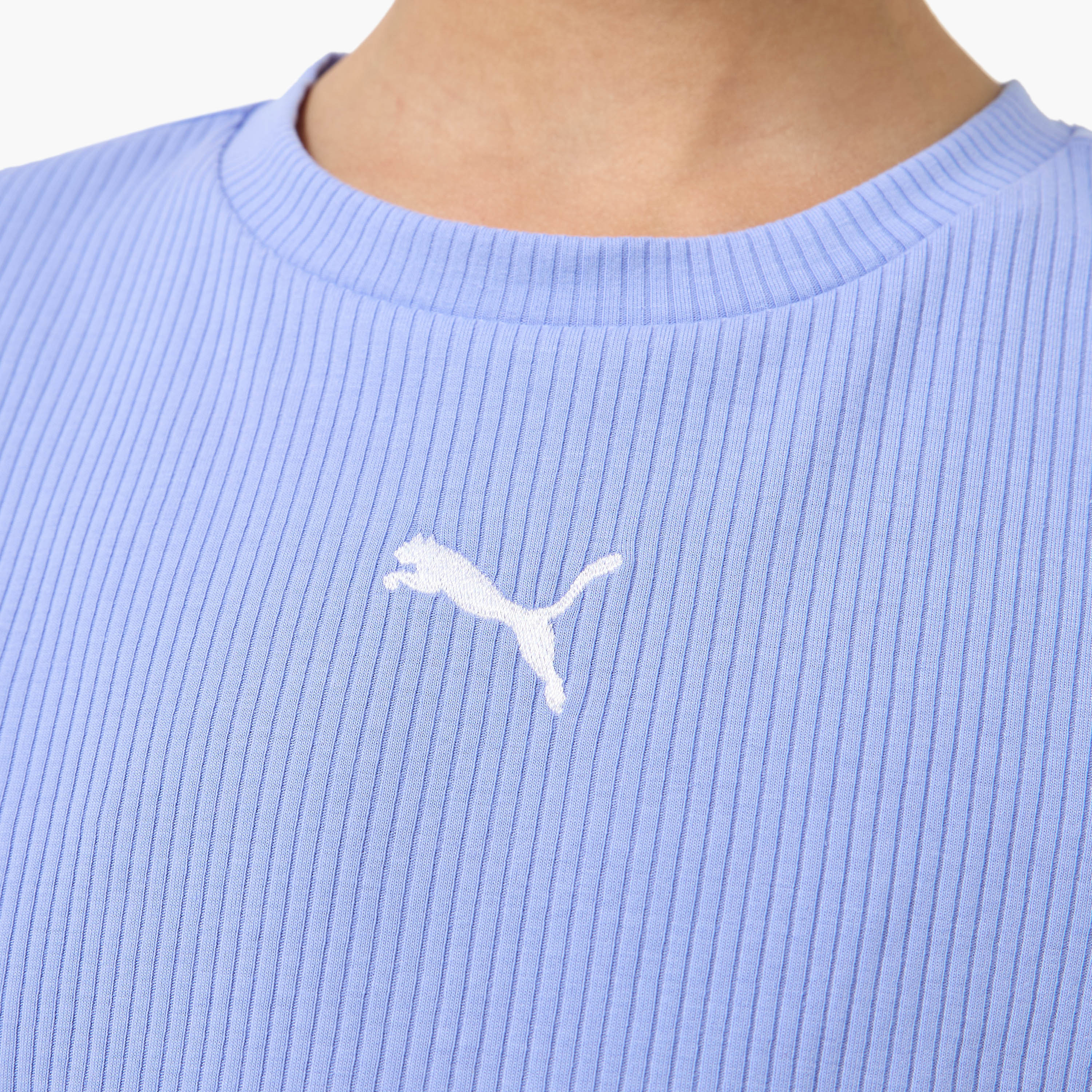 Puma Crew Neck Short Sleeves T-shirt with Ribbed Design-girls-clothing-tshirts-image-5