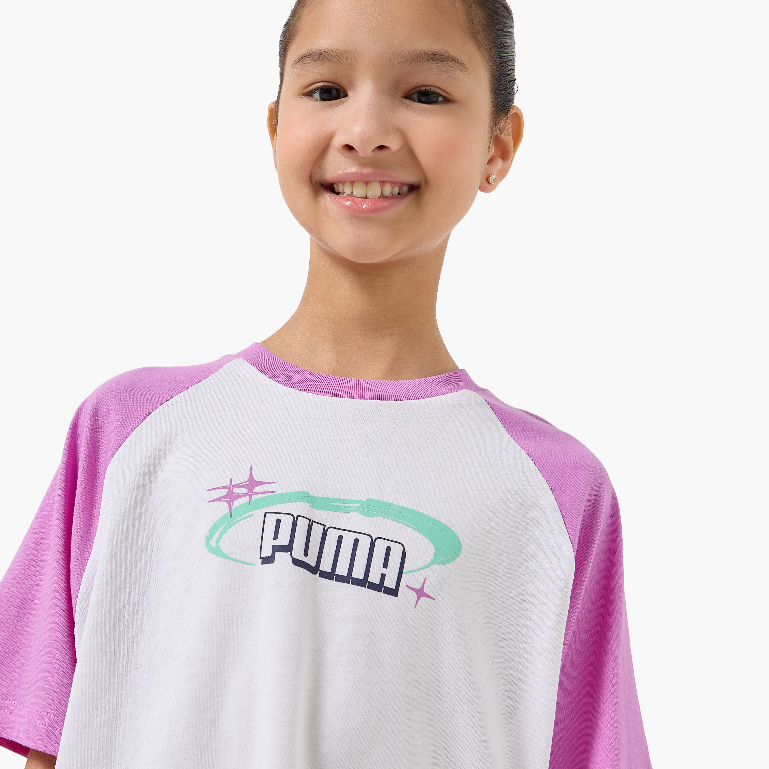 Puma Crew Neck Short Sleeves T-shirt with Logo Print-girls-clothing-tshirts-image-4