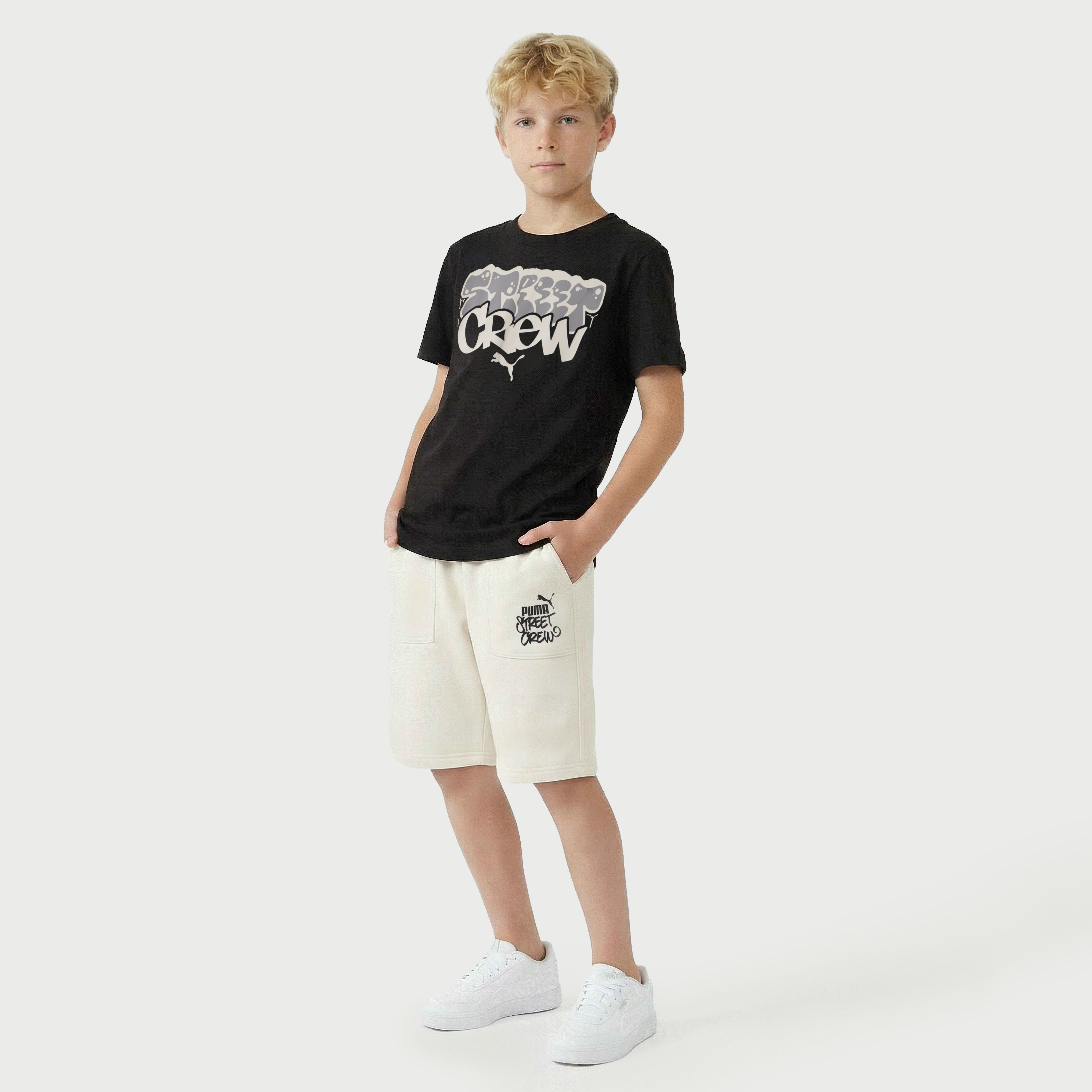 تيشيرت بطبعات جرافيتي وياقة ضيقة وأكمام قصيرة من بوما-sports-boys-clothing-tops-image-5