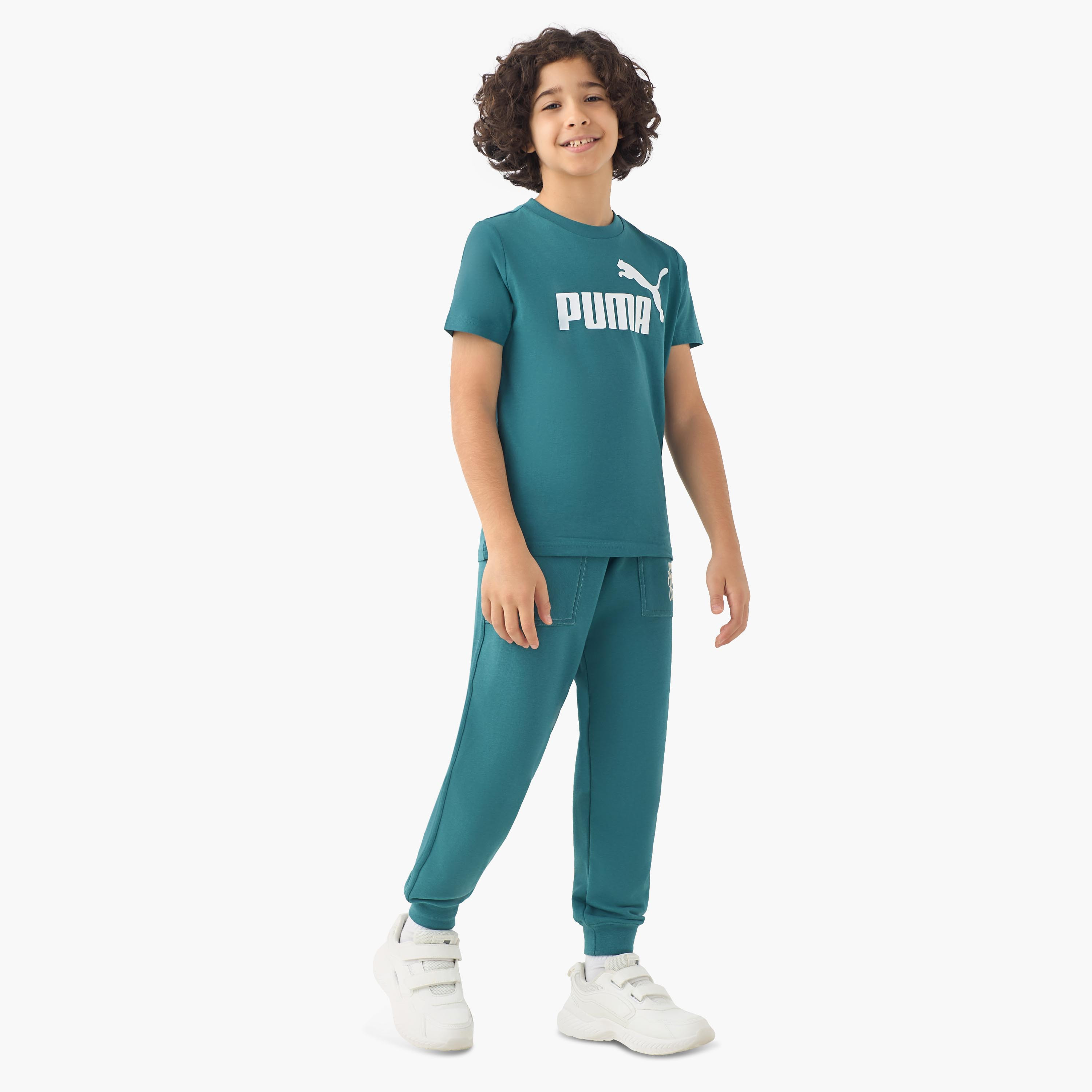 PUMA Elasticated Waist Joggers with Logo Print-boys-clothing-bottoms-joggersandtrackpants-image-2
