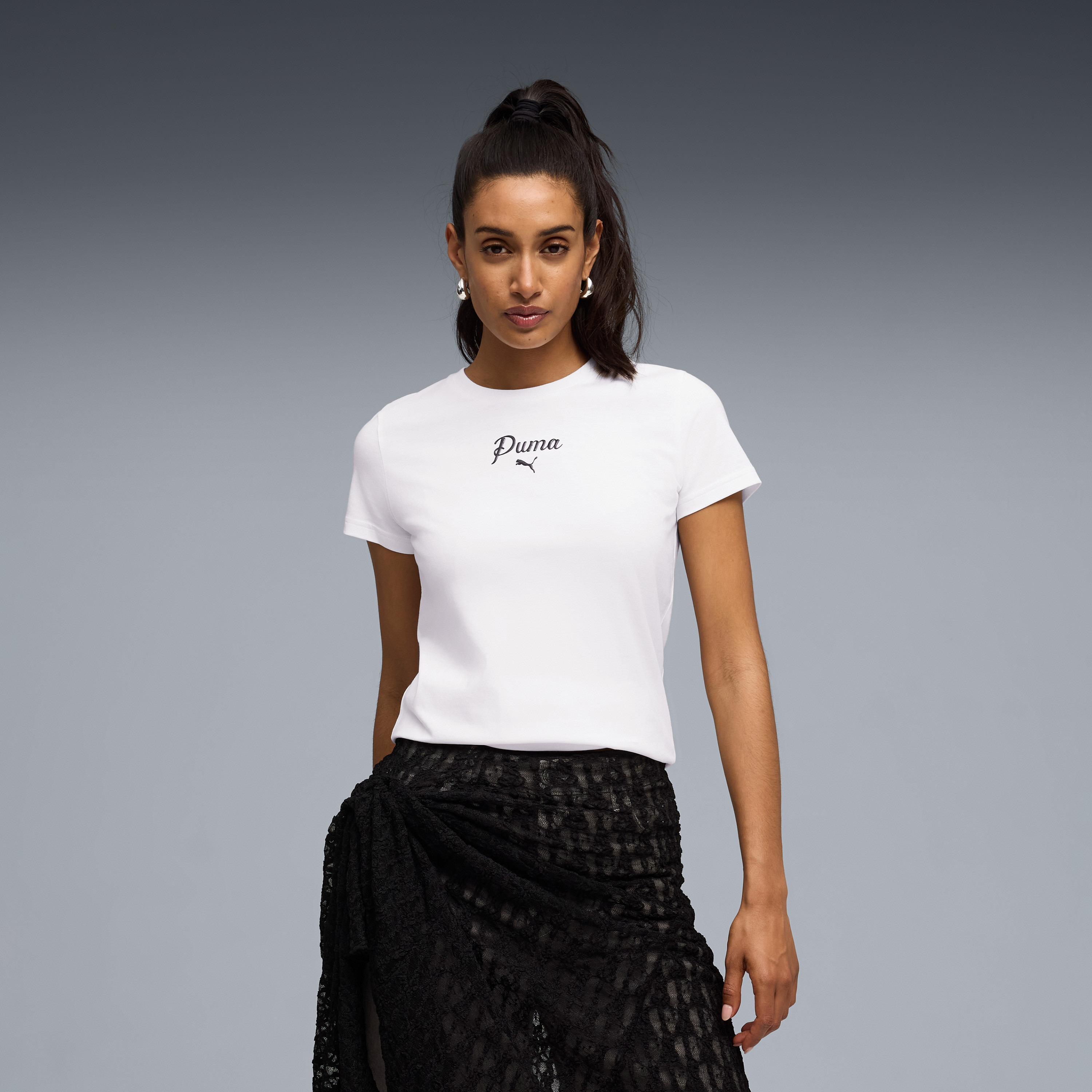 بوما - تيشيرت نسائي أساسي ياقة دائرية مزخرف  سكريبت-sports-women-clothing-tshirtsandvests-image-1