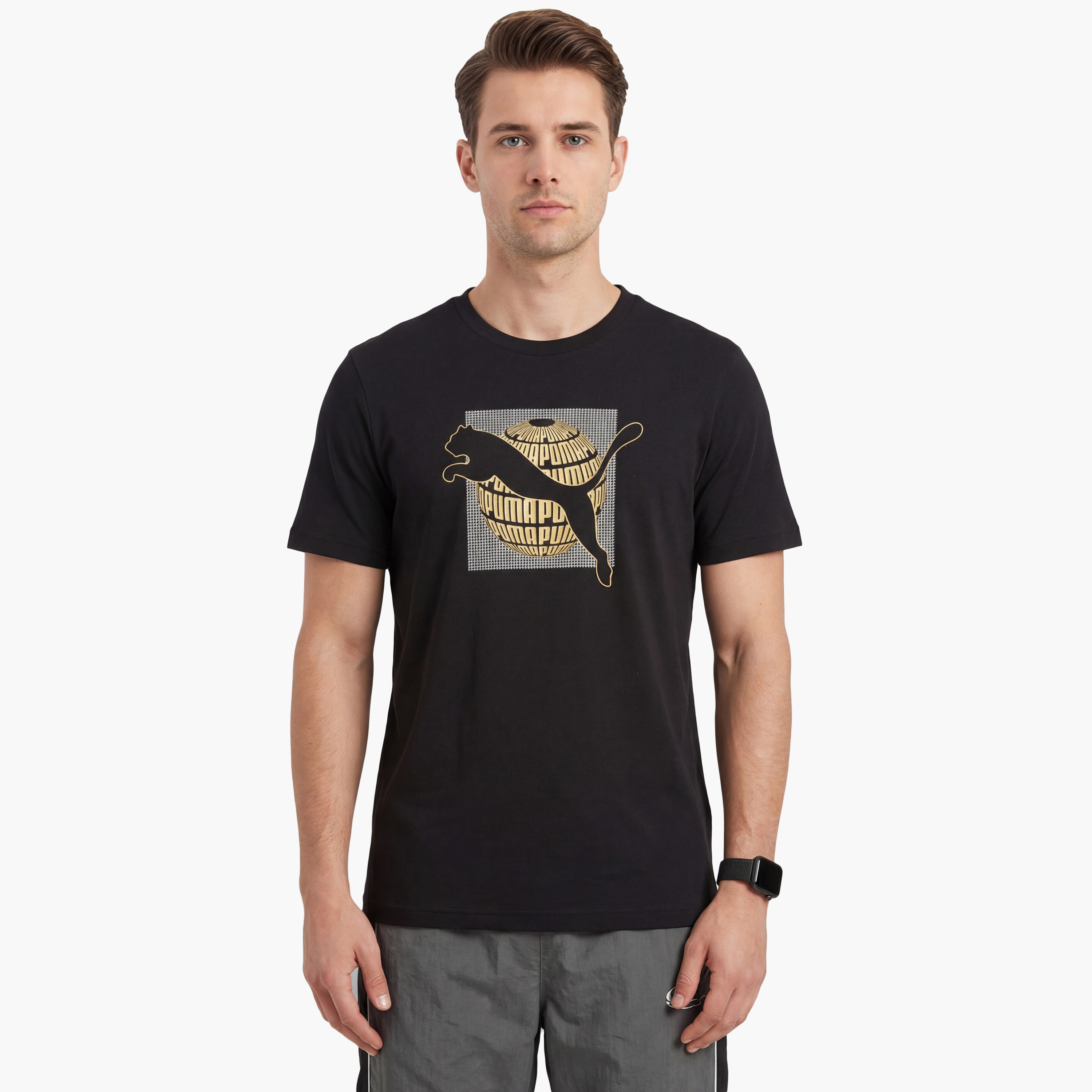 بوما - تيشيرت رجالي بأكمام قصيرة مزين برسومات معدنية-men-clothing-sportswearandactivewear-tshirtsandpolos-image-1