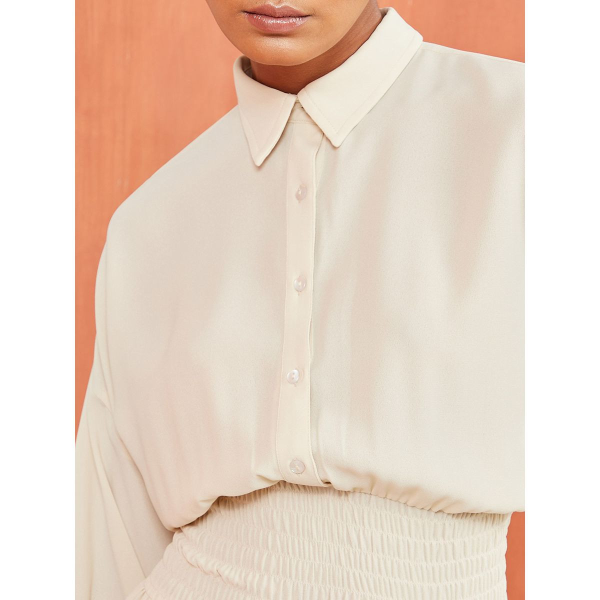 Styli Premium Shirred Shirt Dress-women-clothing-dresses-image-3
