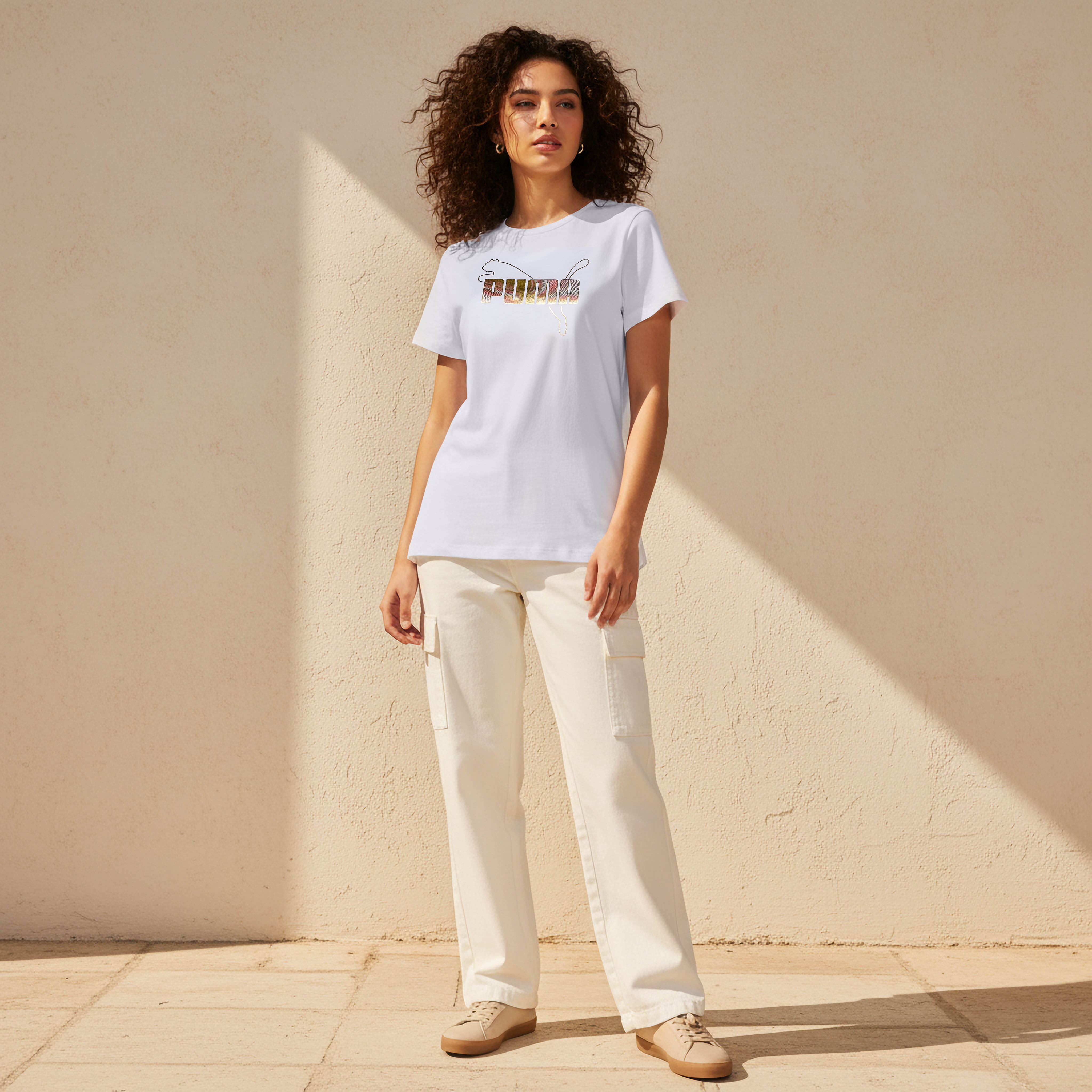 بوما - تيشيرت نسائي يومي بأكمام قصيرة معدنية وشعار-women-clothing-tshirts-image-8