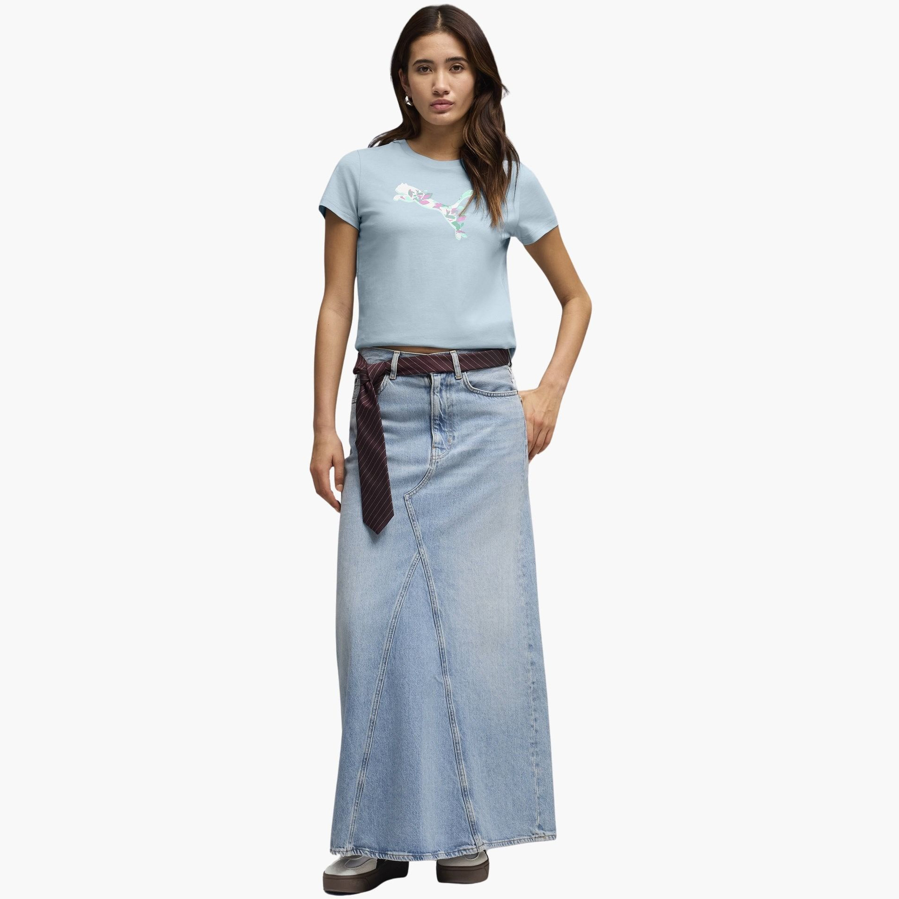 بوما - تيشيرت نسائي بأكمام قصيرة رسومات قطط مزهرة غرافيكية-women-clothing-tshirts-image-17