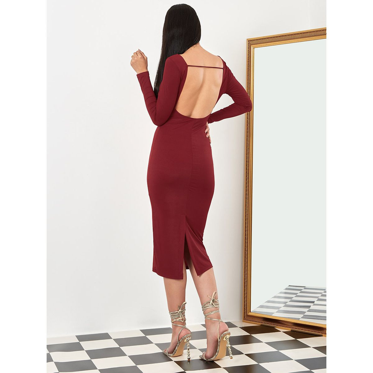 فستان ميدي باكمام طويلة من ستايلي-women-clothing-dresses-image-4