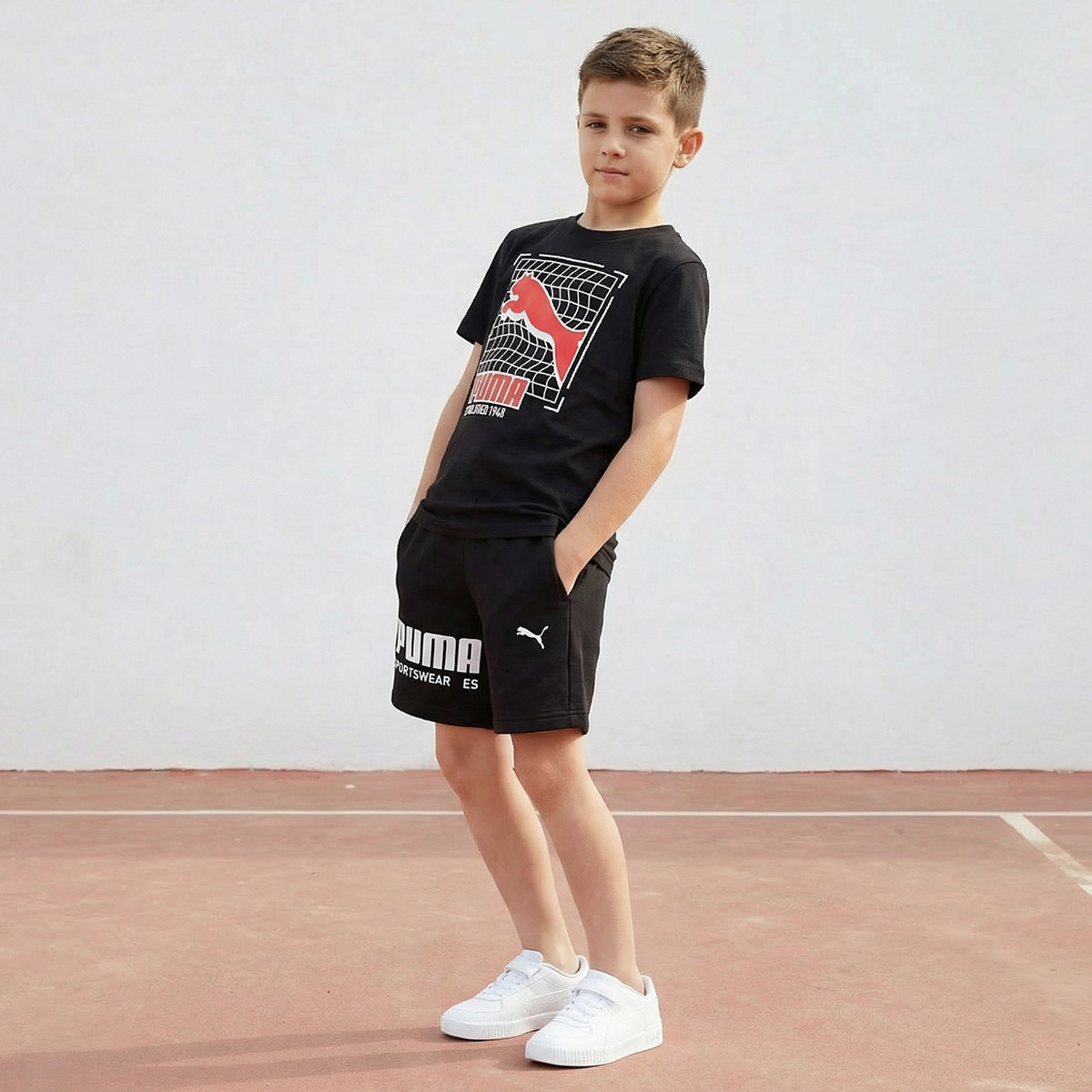 PUMA Crew Neck Short Sleeve T-shirt with Logo Print-boys-clothing-sportswear-tops-image-5