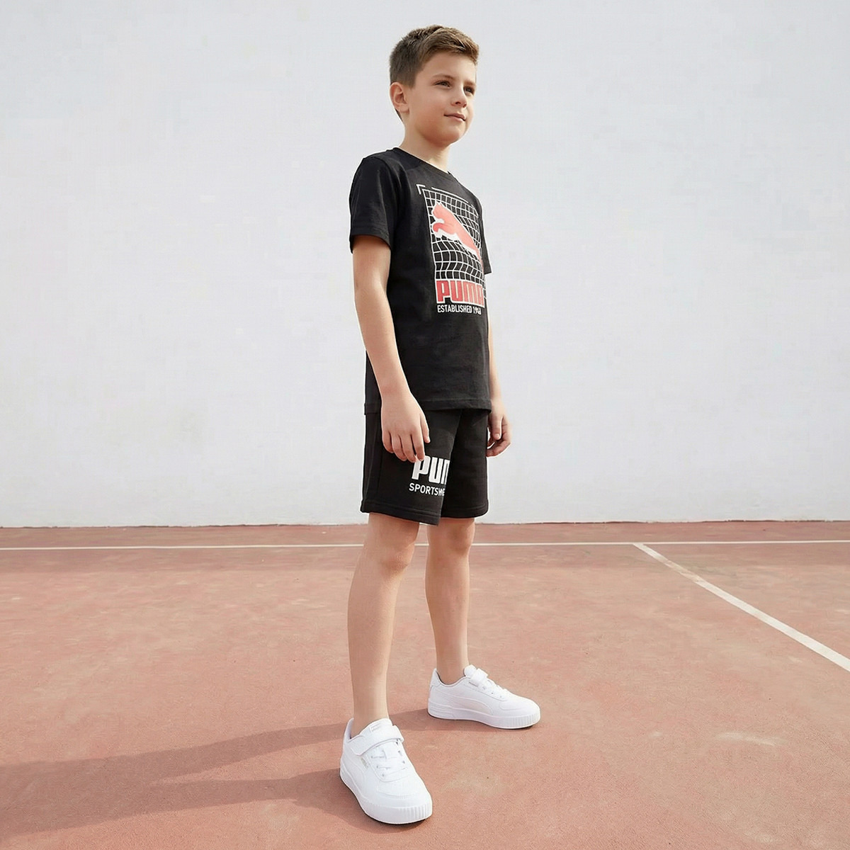 PUMA Crew Neck Short Sleeve T-shirt with Logo Print-boys-clothing-sportswear-tops-image-6