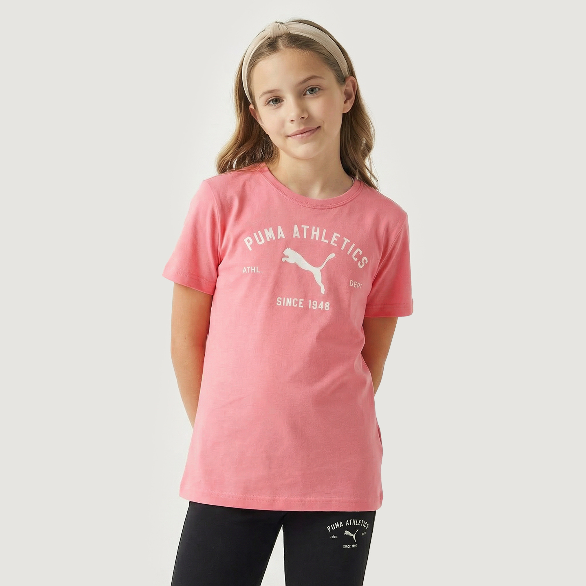 Puma Crew Neck Short Sleeves T-shirt with Logo Print-girls-clothing-tshirts-image-1