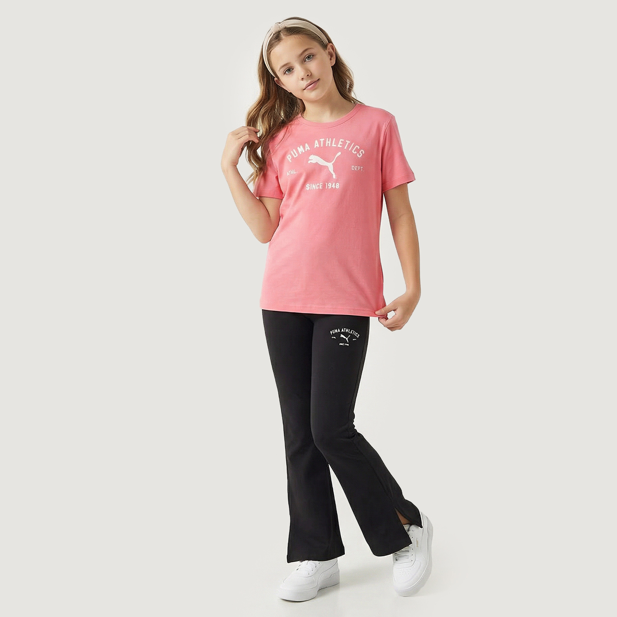 Puma Crew Neck Short Sleeves T-shirt with Logo Print-girls-clothing-tshirts-image-2
