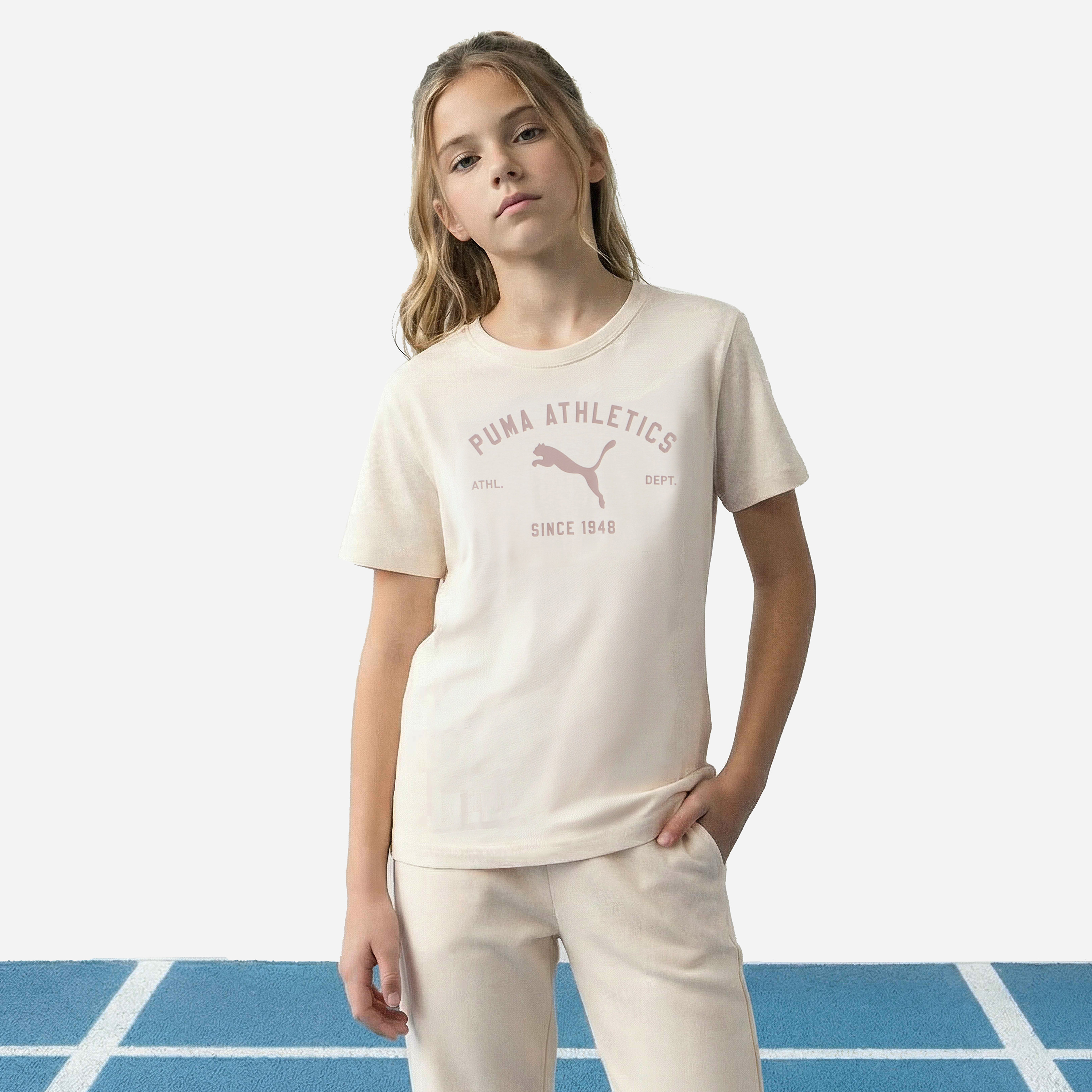 PUMA Round Neck Short Sleeves T-shirt with Logo Print-girls-clothing-tshirts-image-1