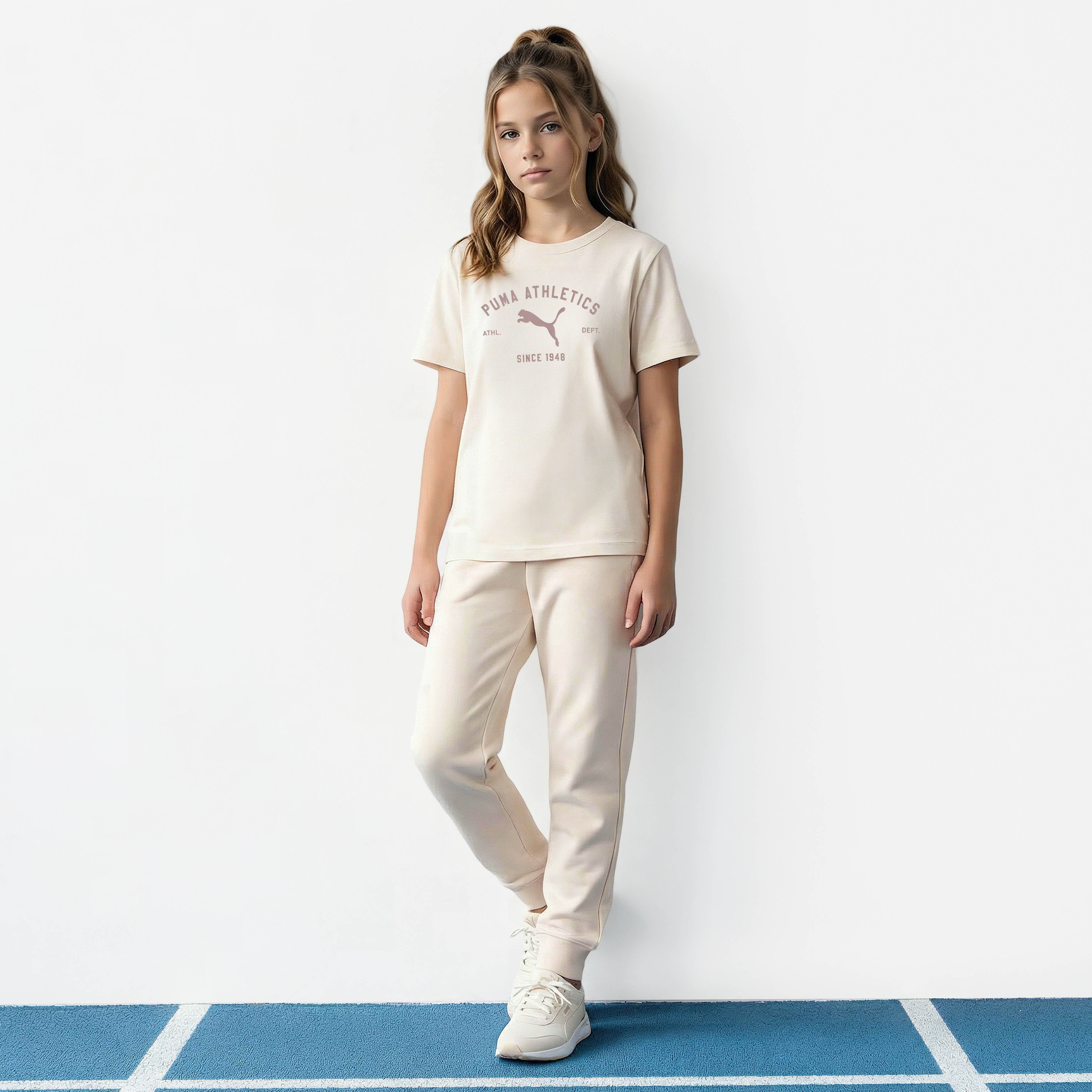 PUMA Round Neck Short Sleeves T-shirt with Logo Print-girls-clothing-tshirts-image-5
