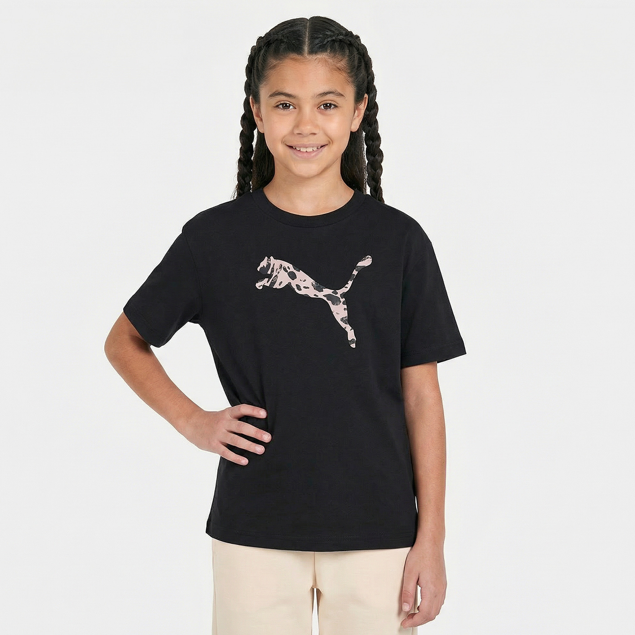 Puma Crew Neck Short Sleeves T-shirt with Logo Print-girls-clothing-tshirts-image-1