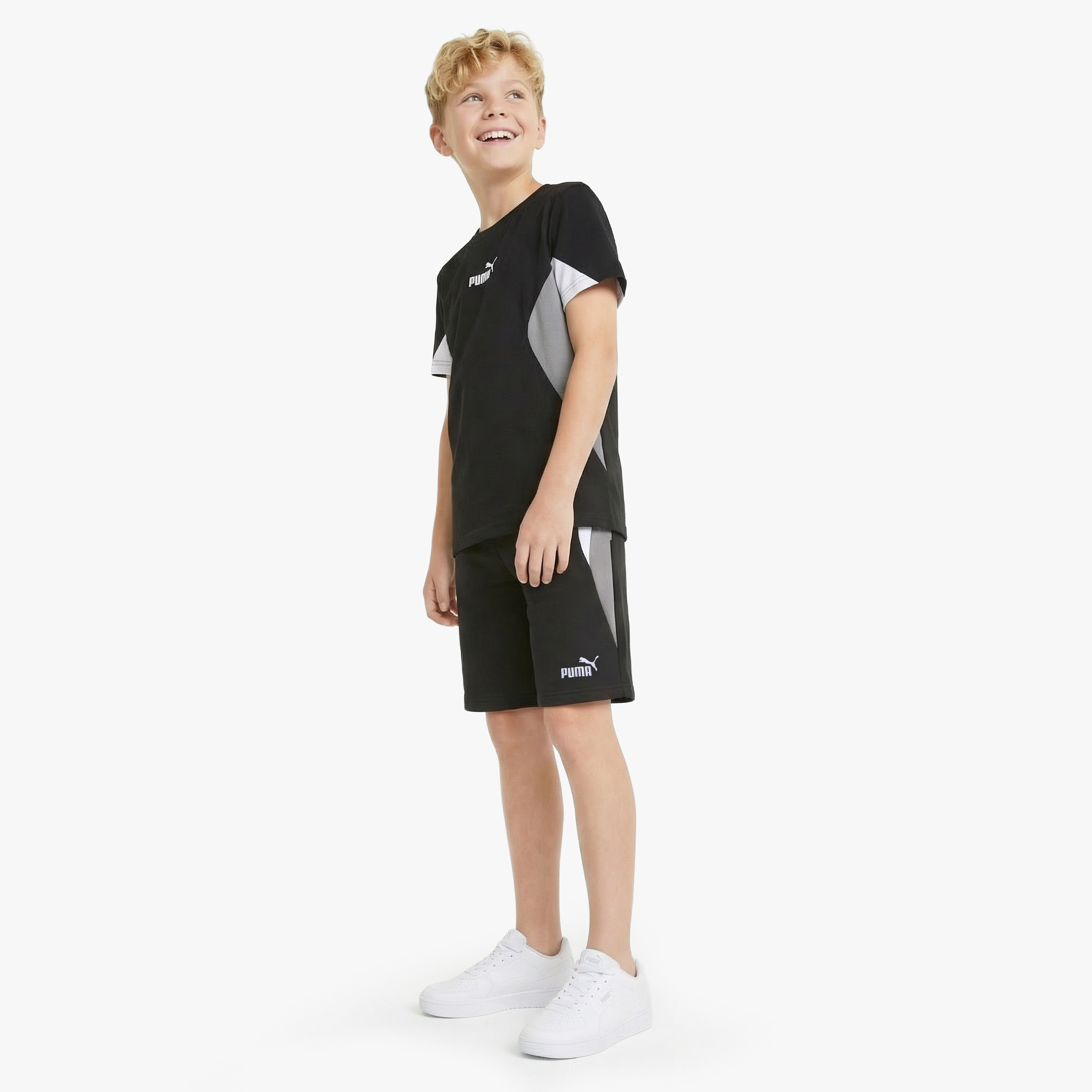 PUMA Crew Neck Short Sleeves T-shirt with Colourblock Panel-boys-clothing-sportswear-tops-image-2