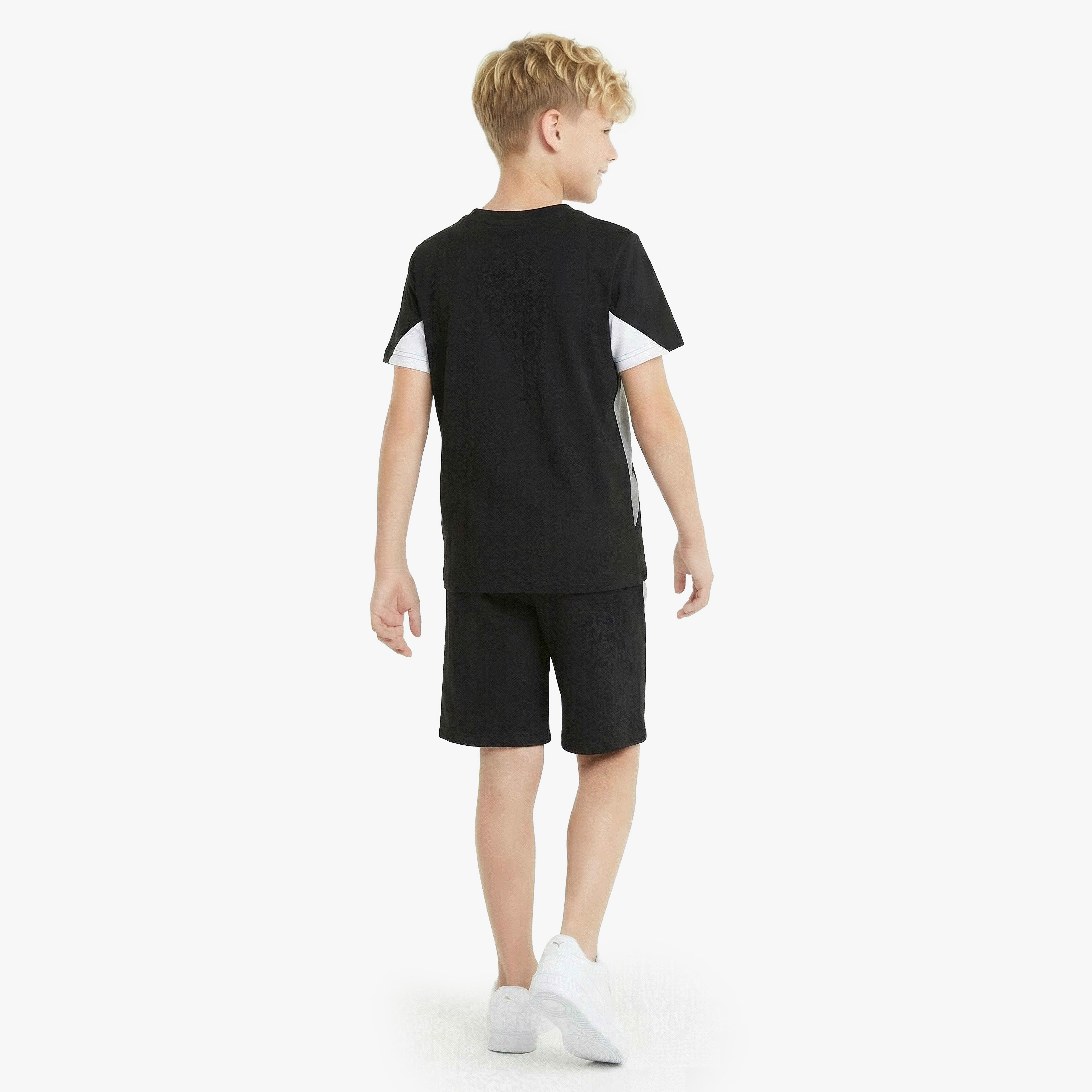 PUMA Crew Neck Short Sleeves T-shirt with Colourblock Panel-boys-clothing-sportswear-tops-image-3