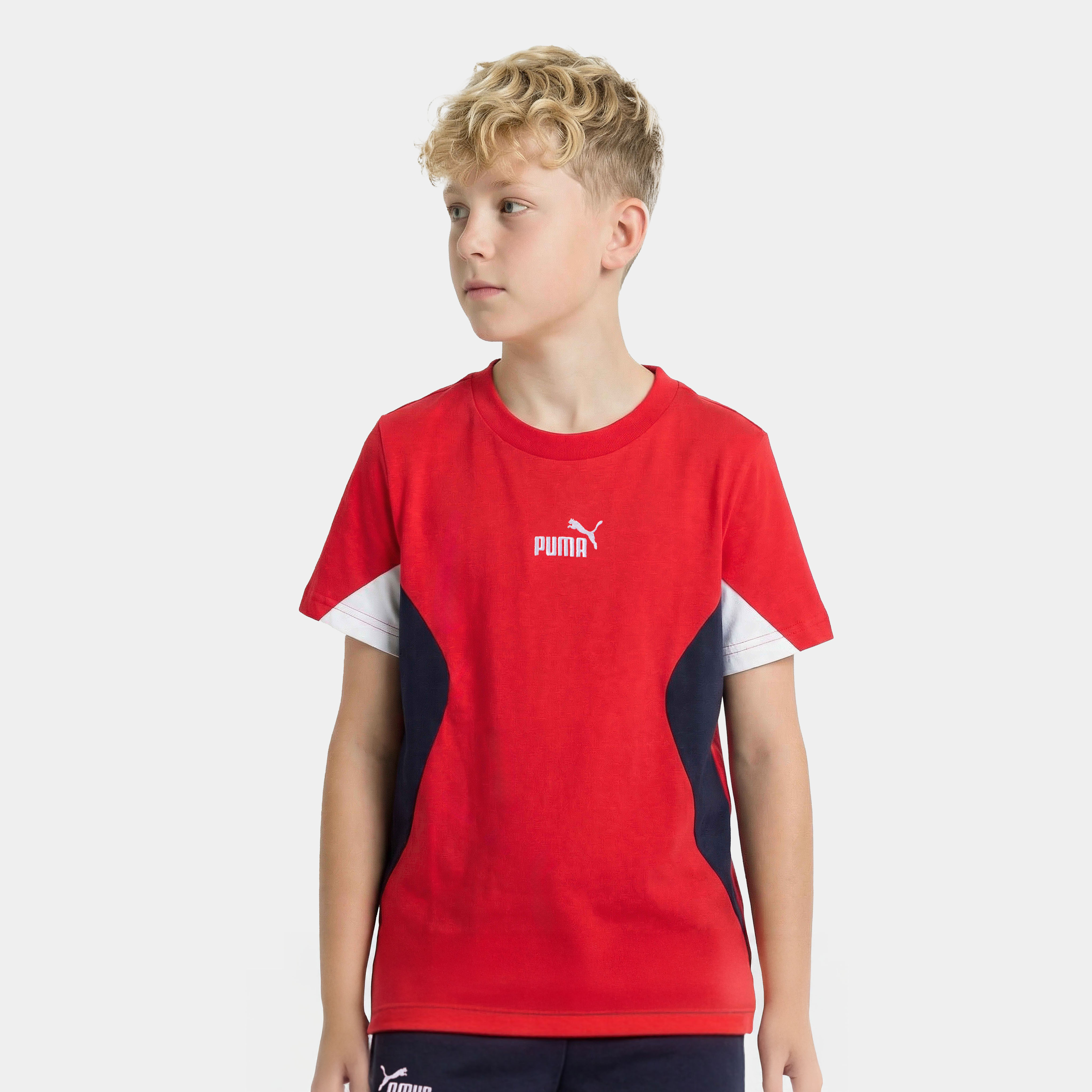 PUMA Crew Neck Short Sleeves T-shirt with Colourblock Design-boys-clothing-sportswear-tops-image-1